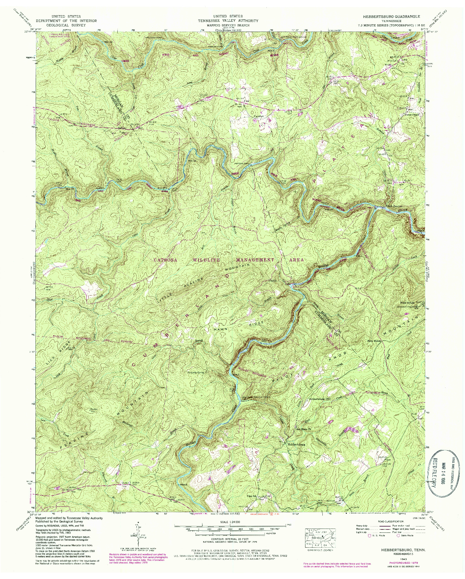 USGS 1:24000-SCALE QUADRANGLE FOR HEBBERTSBURG, TN 1943