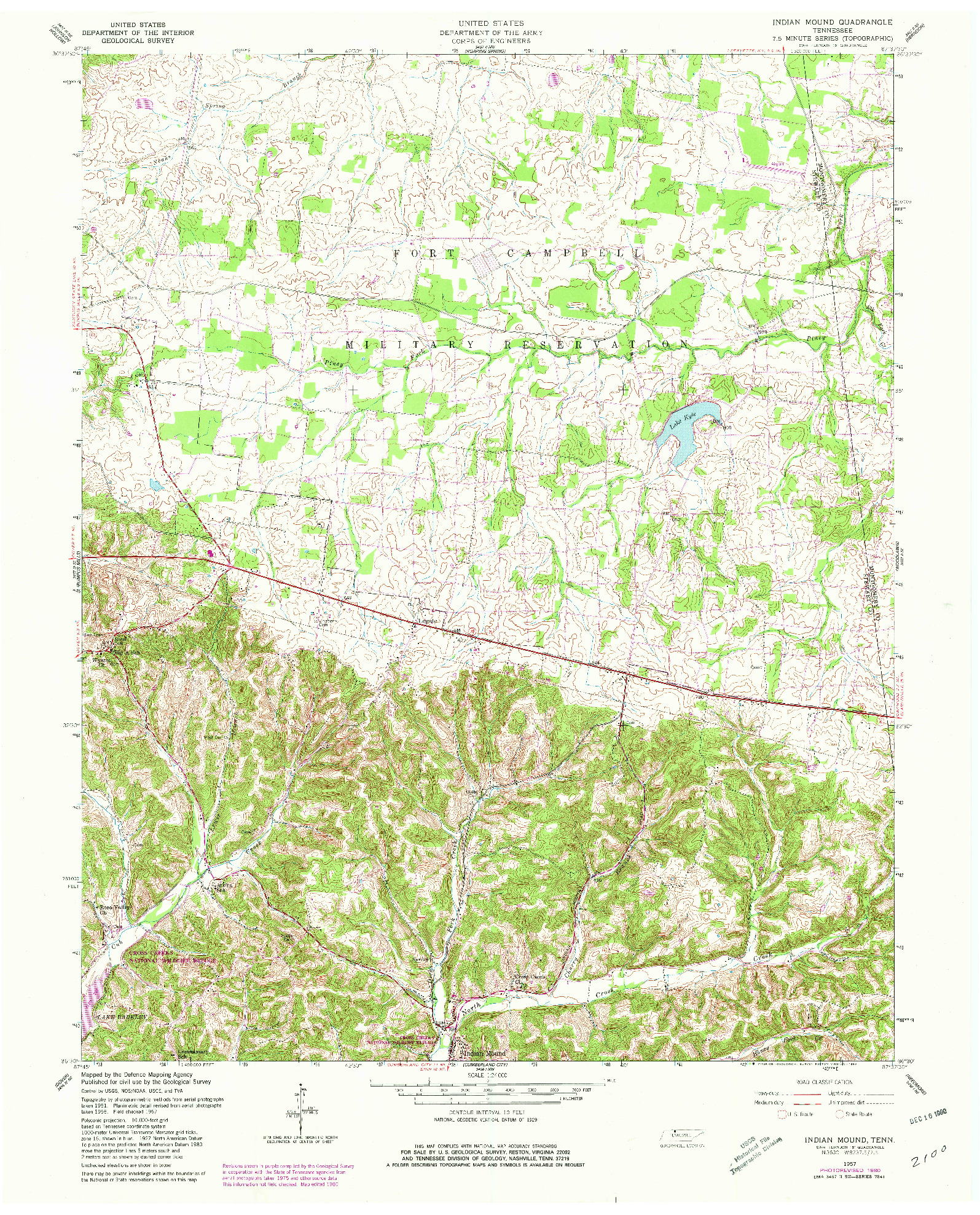 USGS 1:24000-SCALE QUADRANGLE FOR INDIAN MOUND, TN 1957