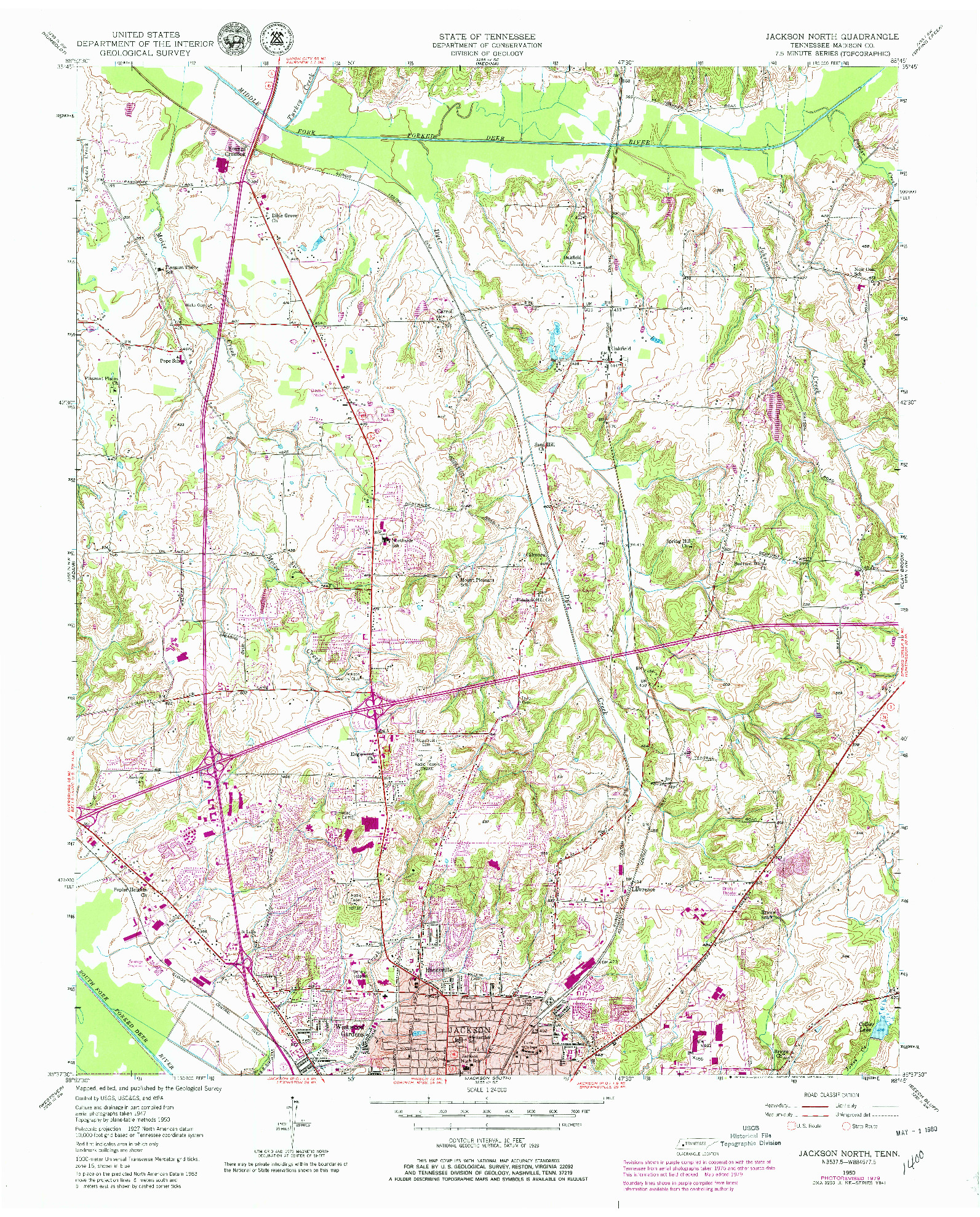 USGS 1:24000-SCALE QUADRANGLE FOR JACKSON NORTH, TN 1950