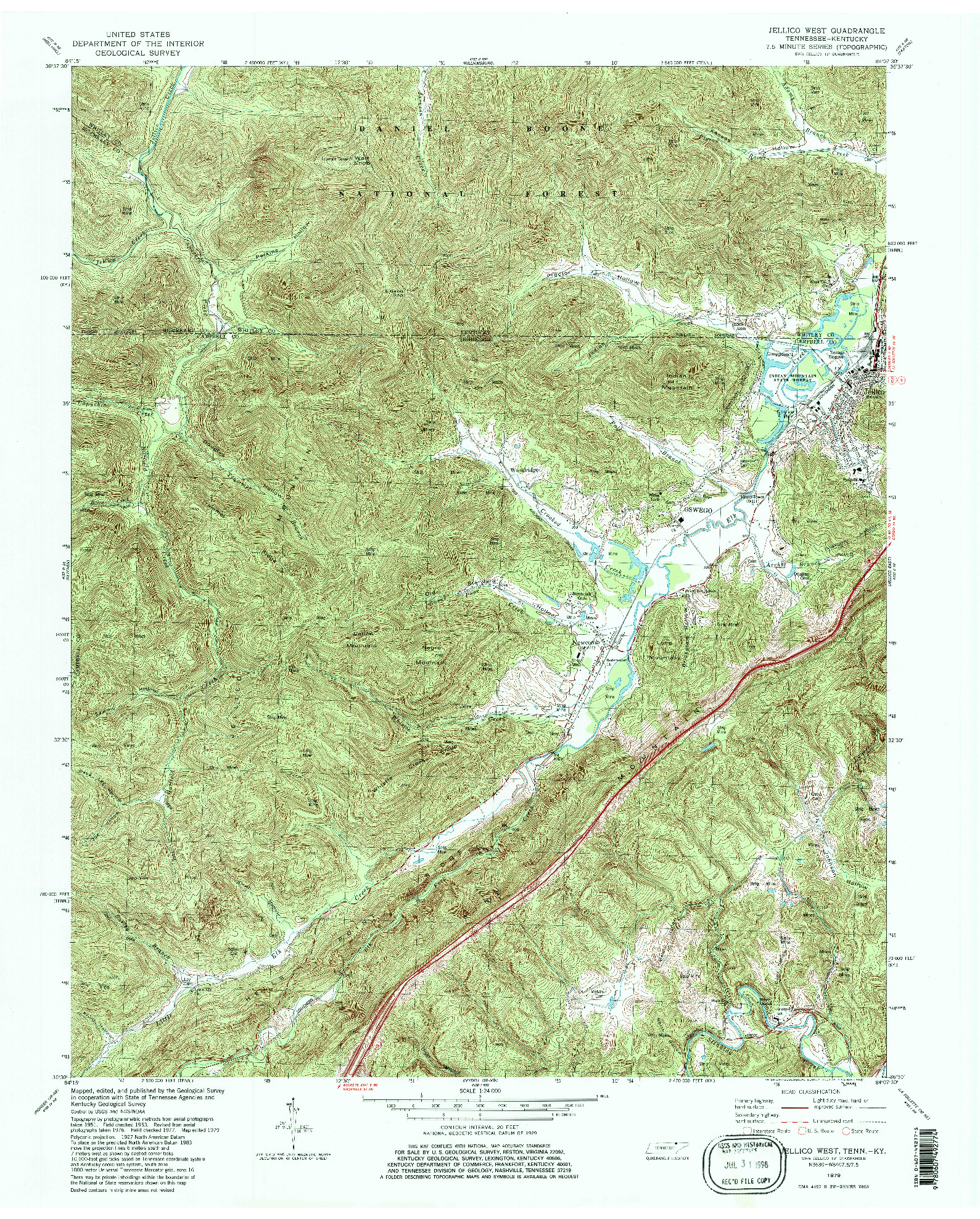 USGS 1:24000-SCALE QUADRANGLE FOR JELLICO WEST, TN 1979