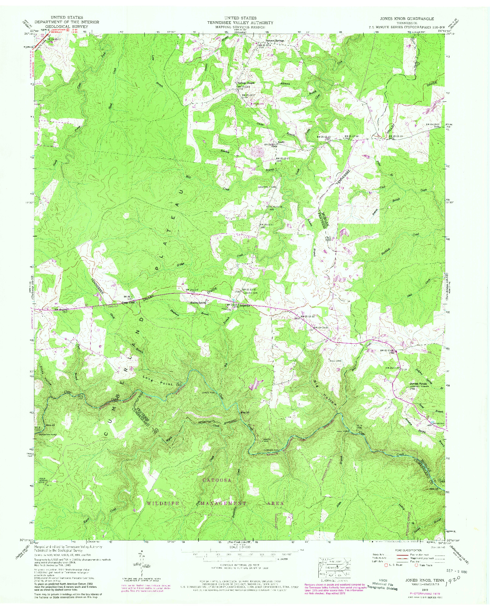 USGS 1:24000-SCALE QUADRANGLE FOR JONES KNOB, TN 1949
