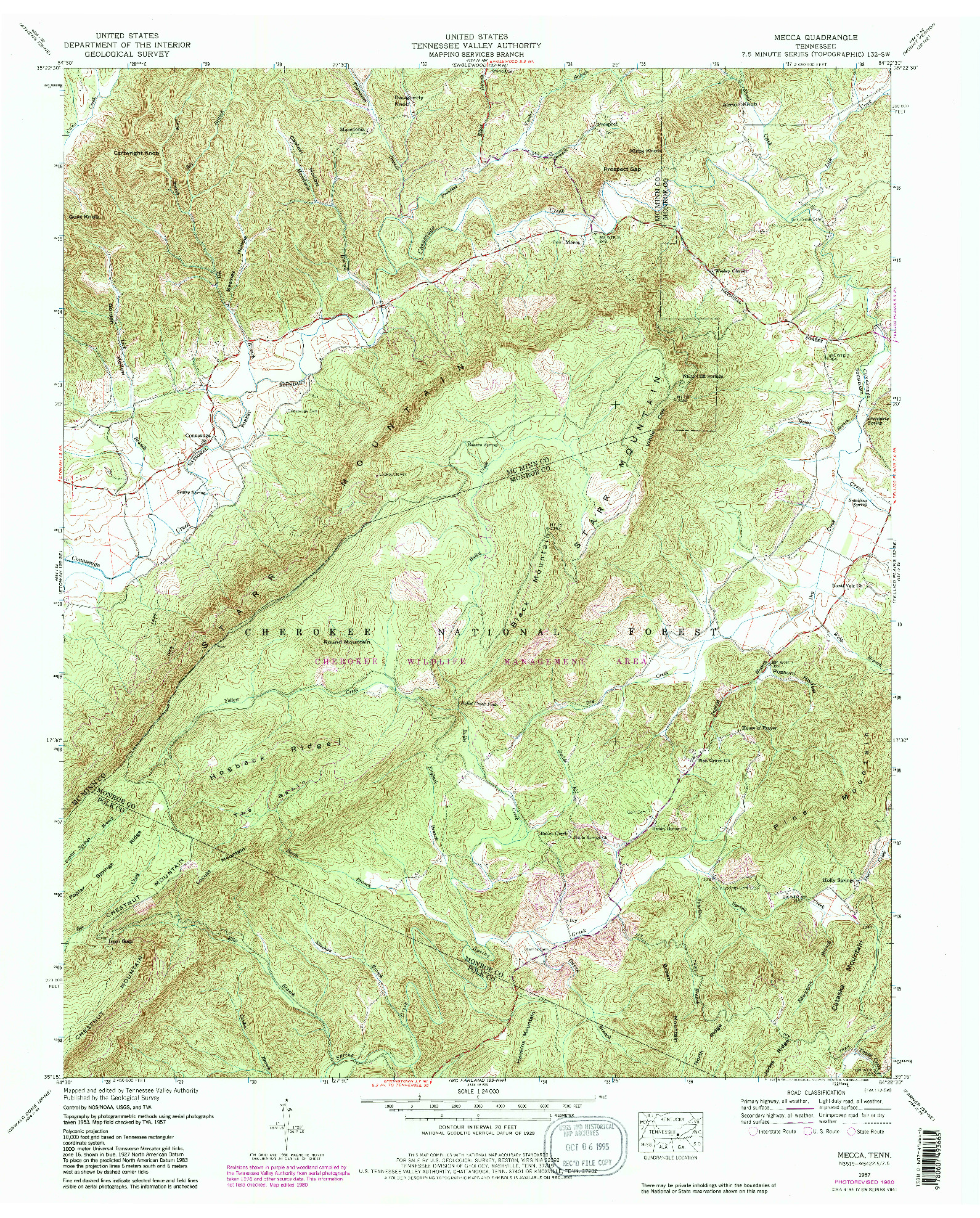 USGS 1:24000-SCALE QUADRANGLE FOR MECCA, TN 1957