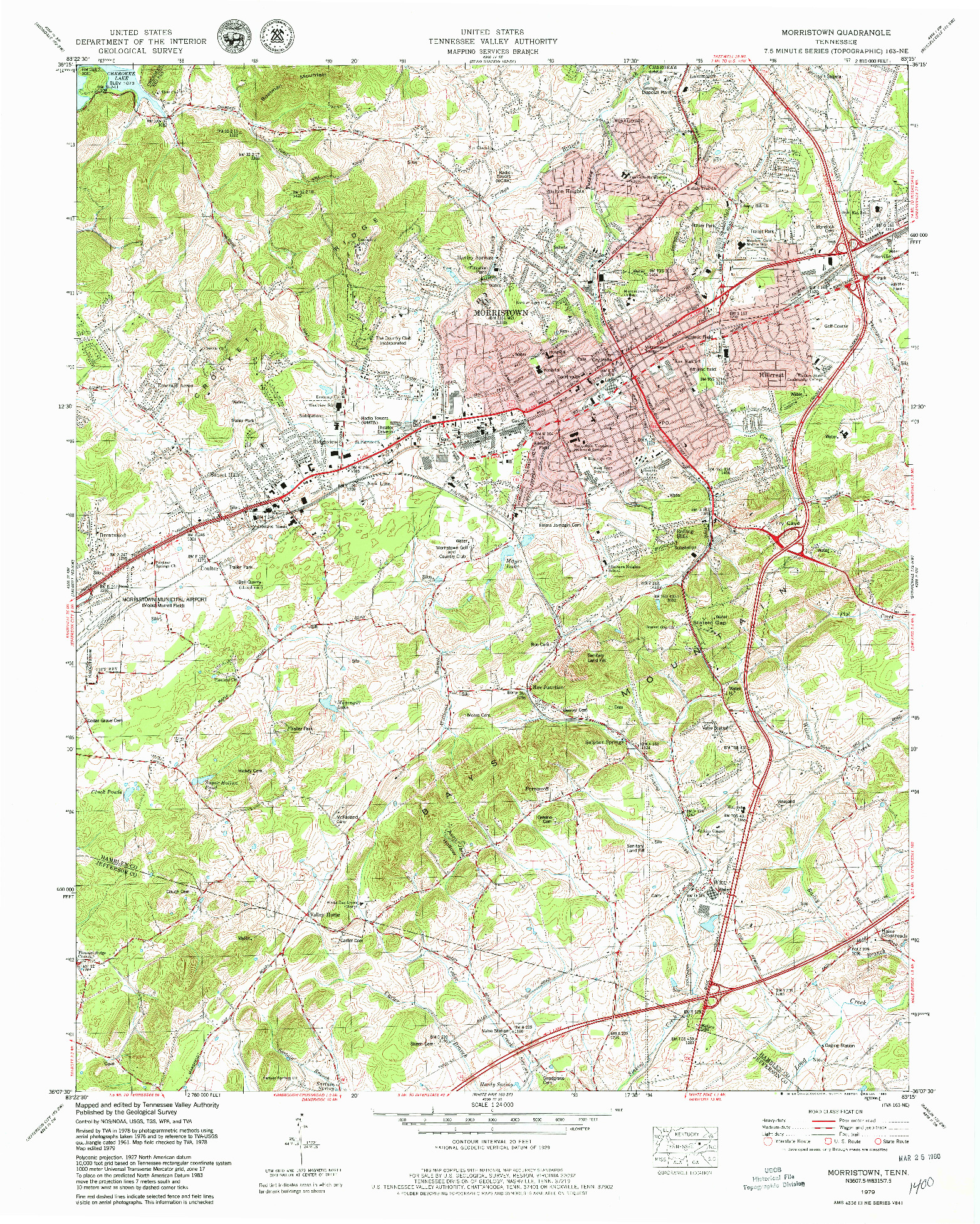 USGS 1:24000-SCALE QUADRANGLE FOR MORRISTOWN, TN 1979
