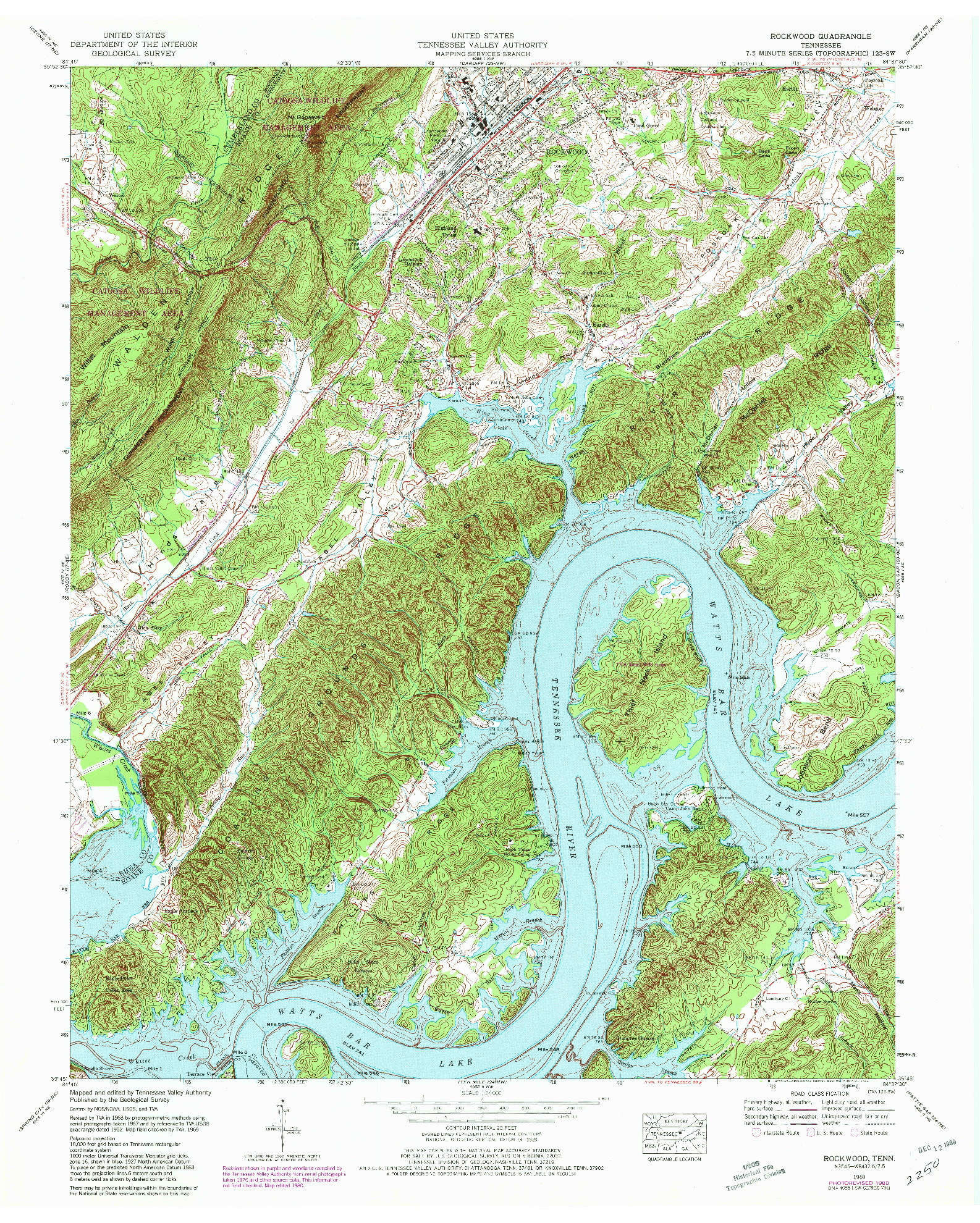 USGS 1:24000-SCALE QUADRANGLE FOR ROCKWOOD, TN 1969
