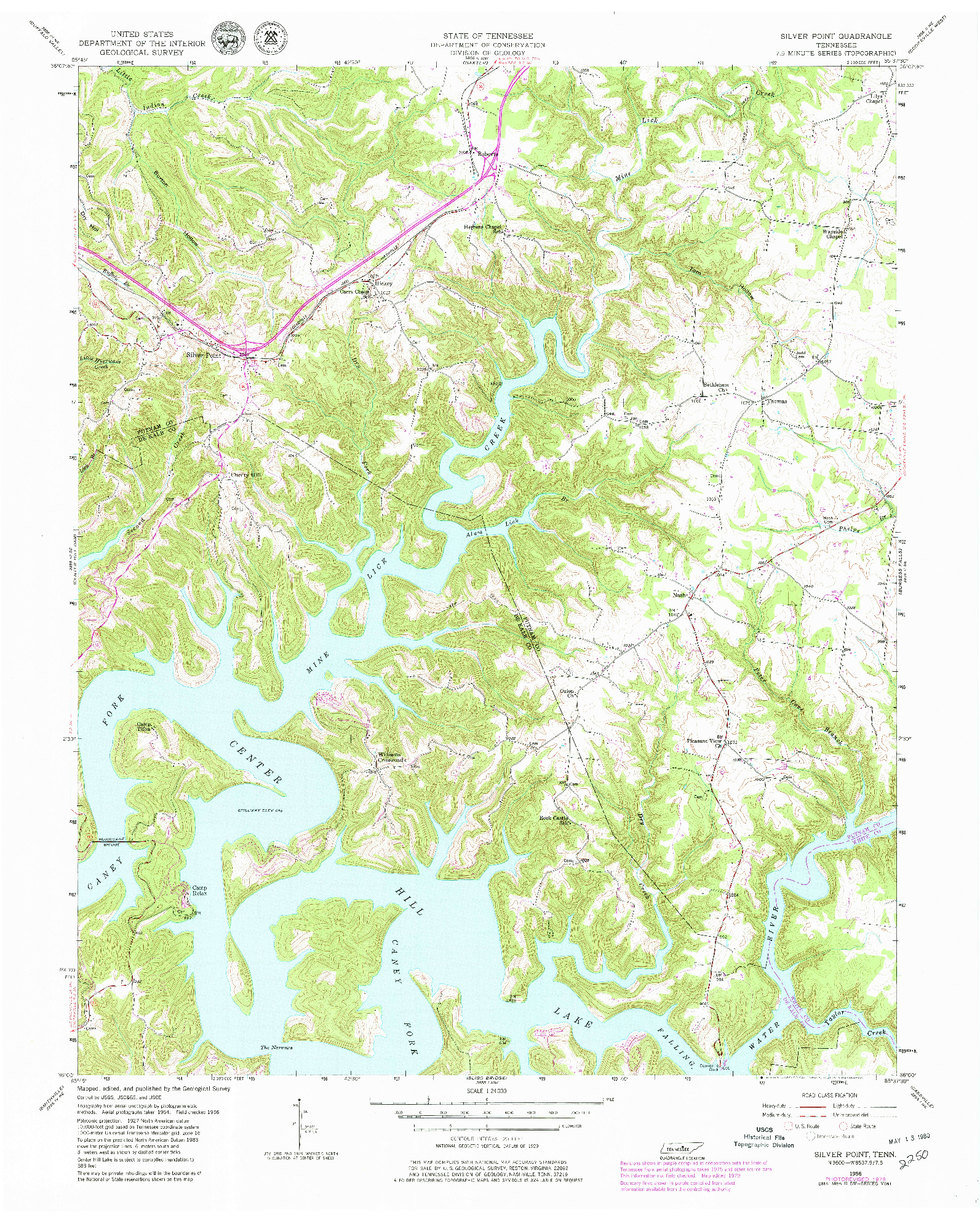 USGS 1:24000-SCALE QUADRANGLE FOR SILVER POINT, TN 1956