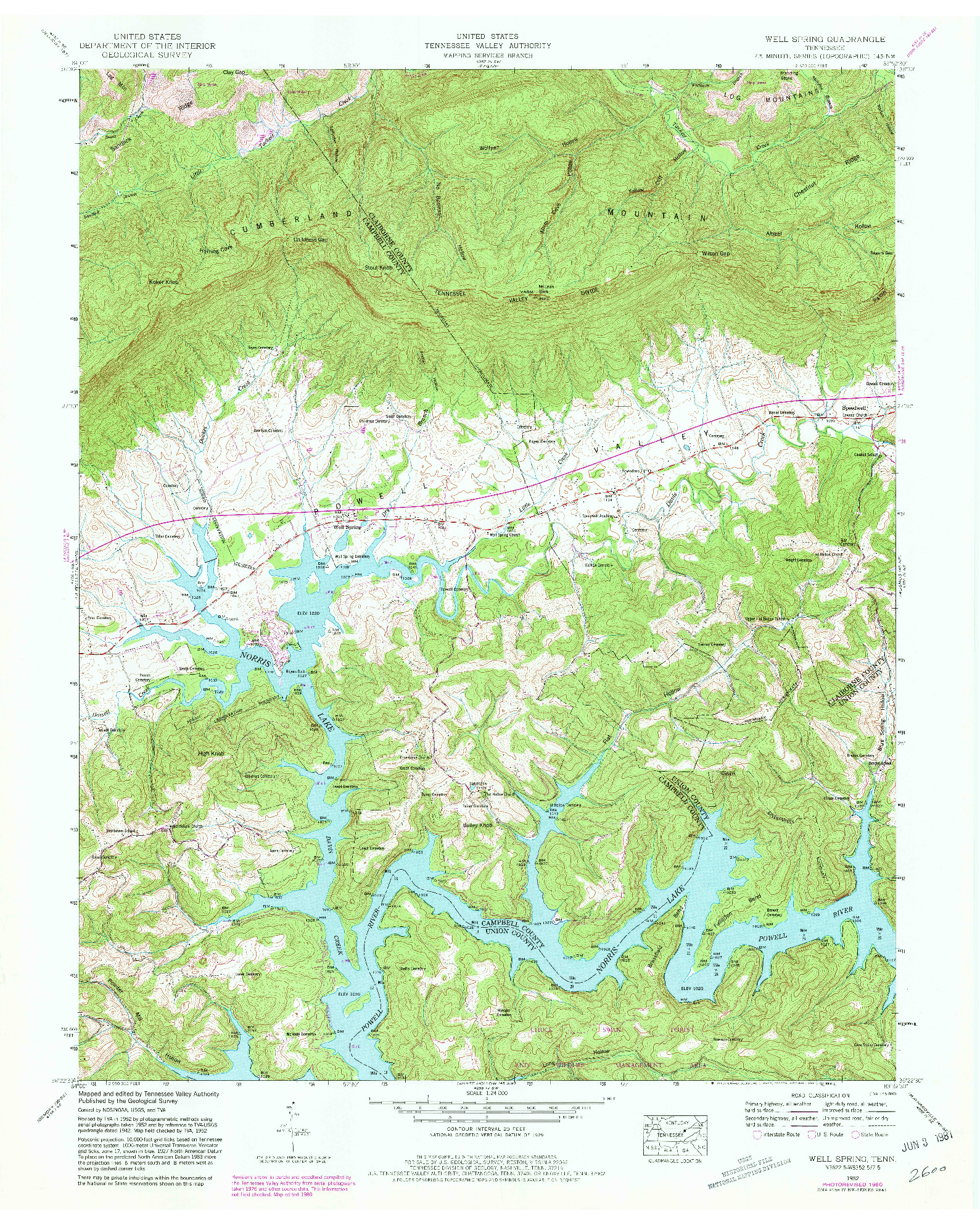 USGS 1:24000-SCALE QUADRANGLE FOR WELL SPRING, TN 1952