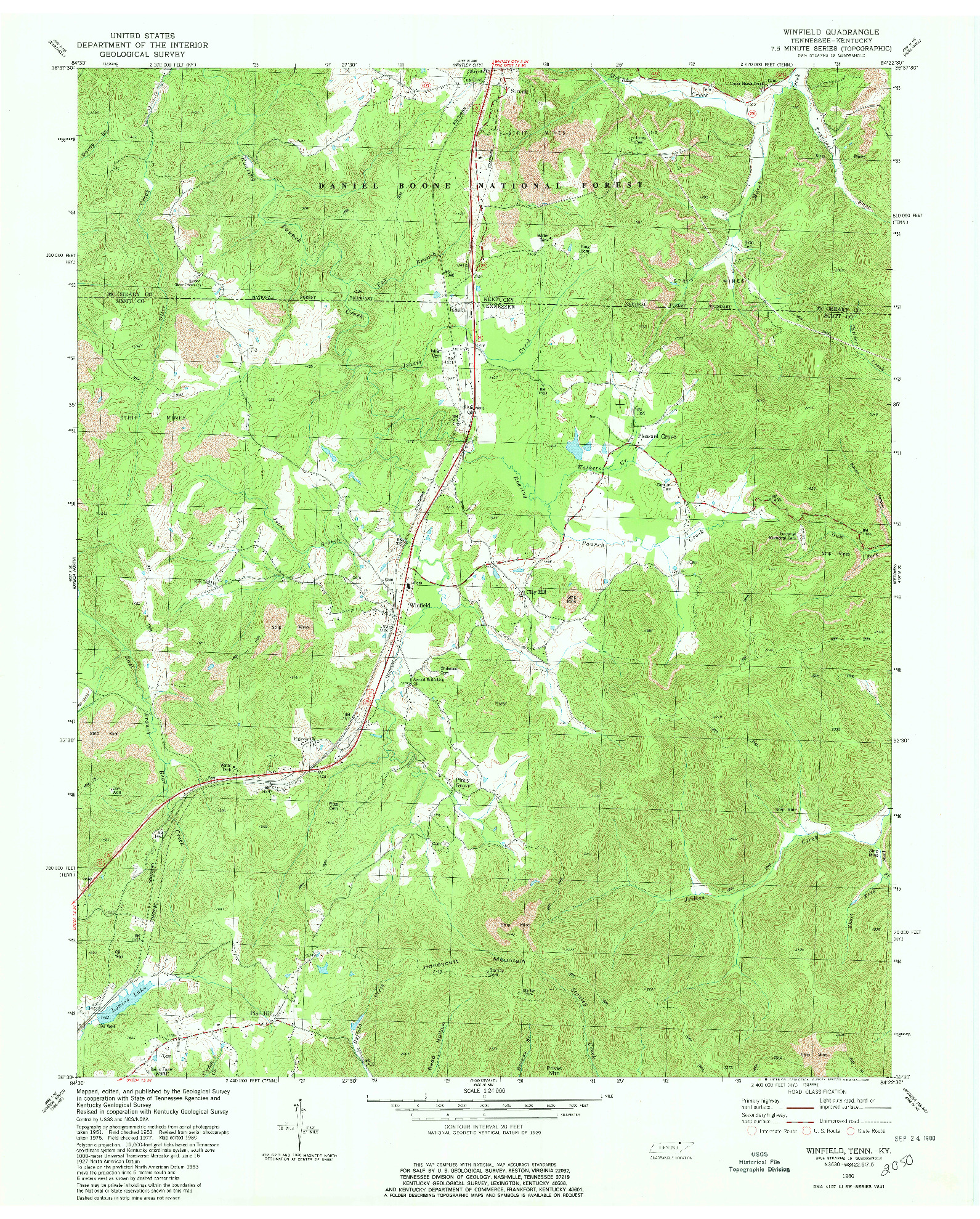 USGS 1:24000-SCALE QUADRANGLE FOR WINFIELD, TN 1980