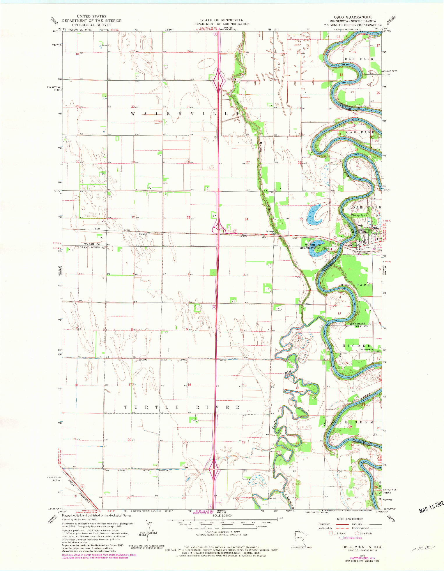 USGS 1:24000-SCALE QUADRANGLE FOR OSLO, MN 1966
