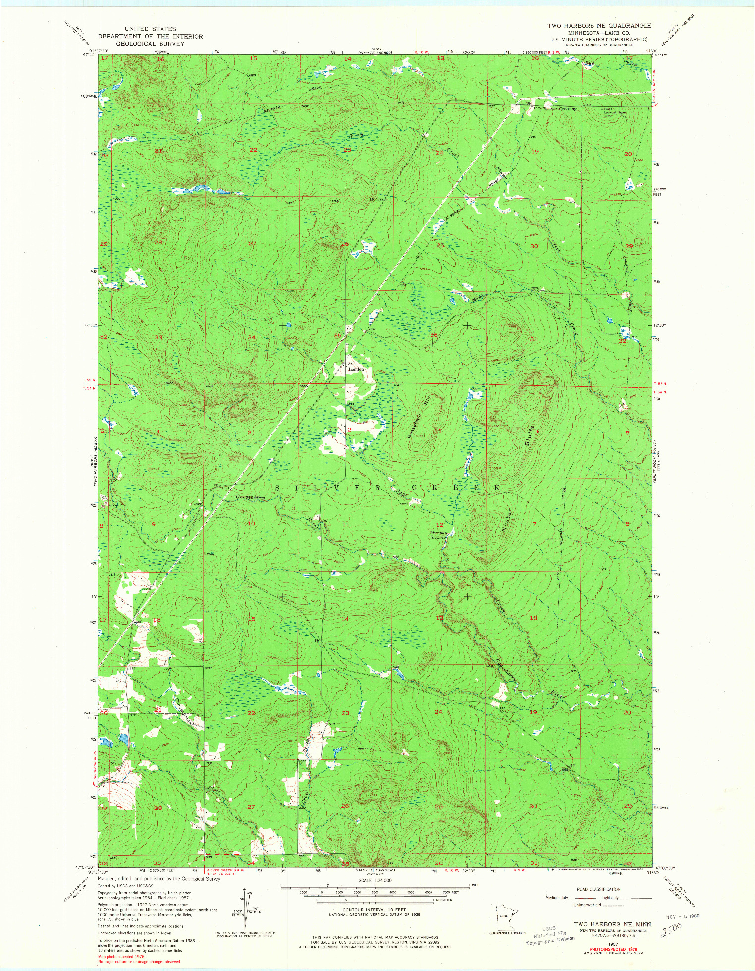 USGS 1:24000-SCALE QUADRANGLE FOR TWO HARBORS NE, MN 1957