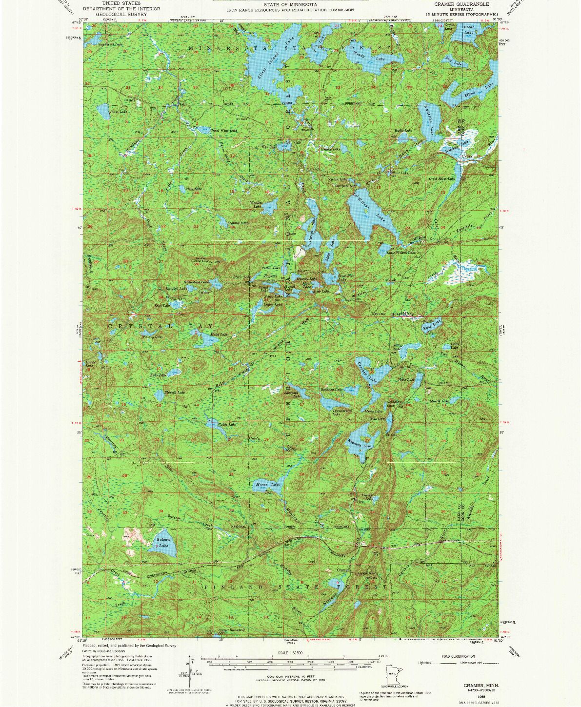 USGS 1:62500-SCALE QUADRANGLE FOR CRAMER, MN 1955