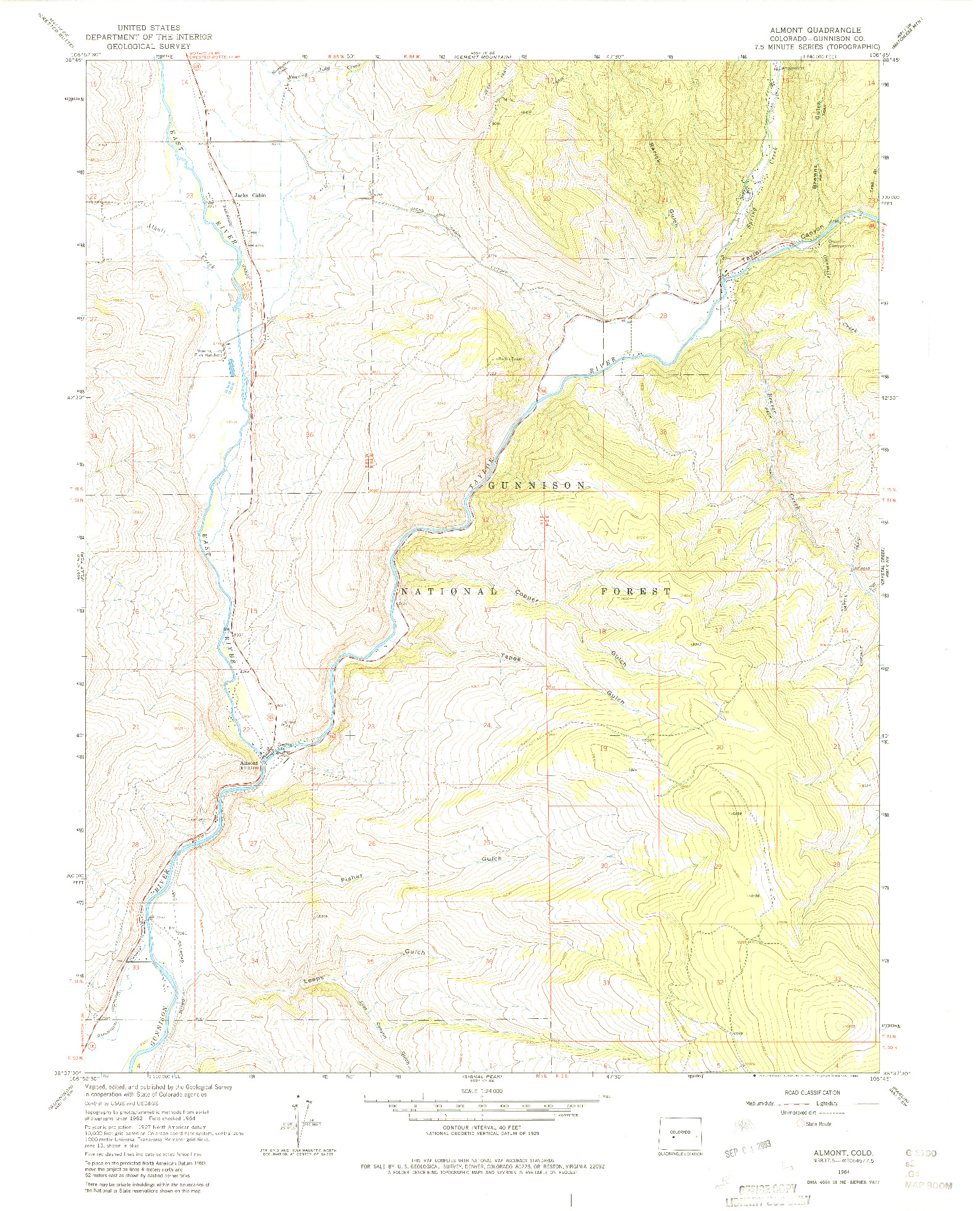 USGS 1:24000-SCALE QUADRANGLE FOR ALMONT, CO 1964