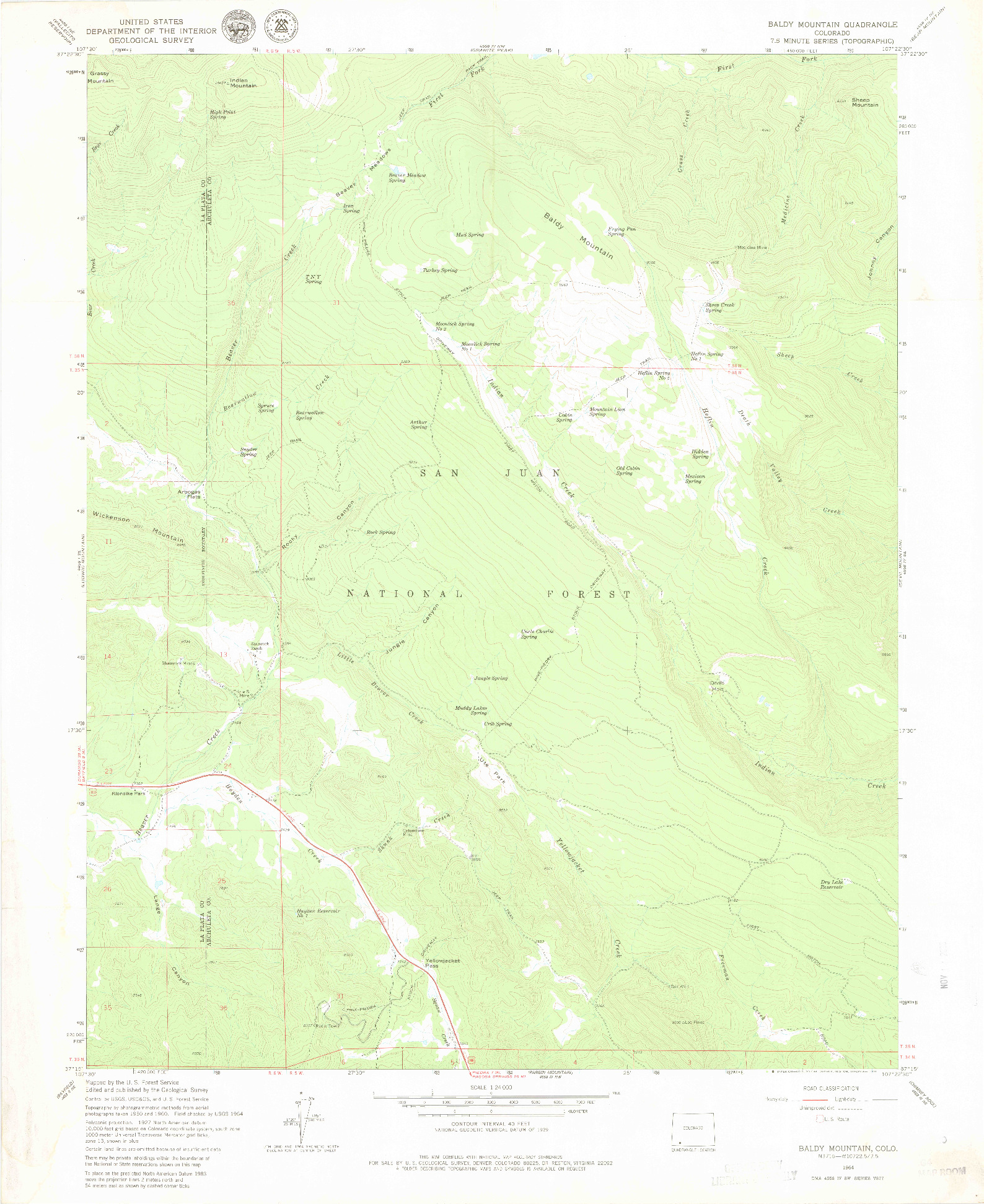 USGS 1:24000-SCALE QUADRANGLE FOR BALDY MOUNTAIN, CO 1964