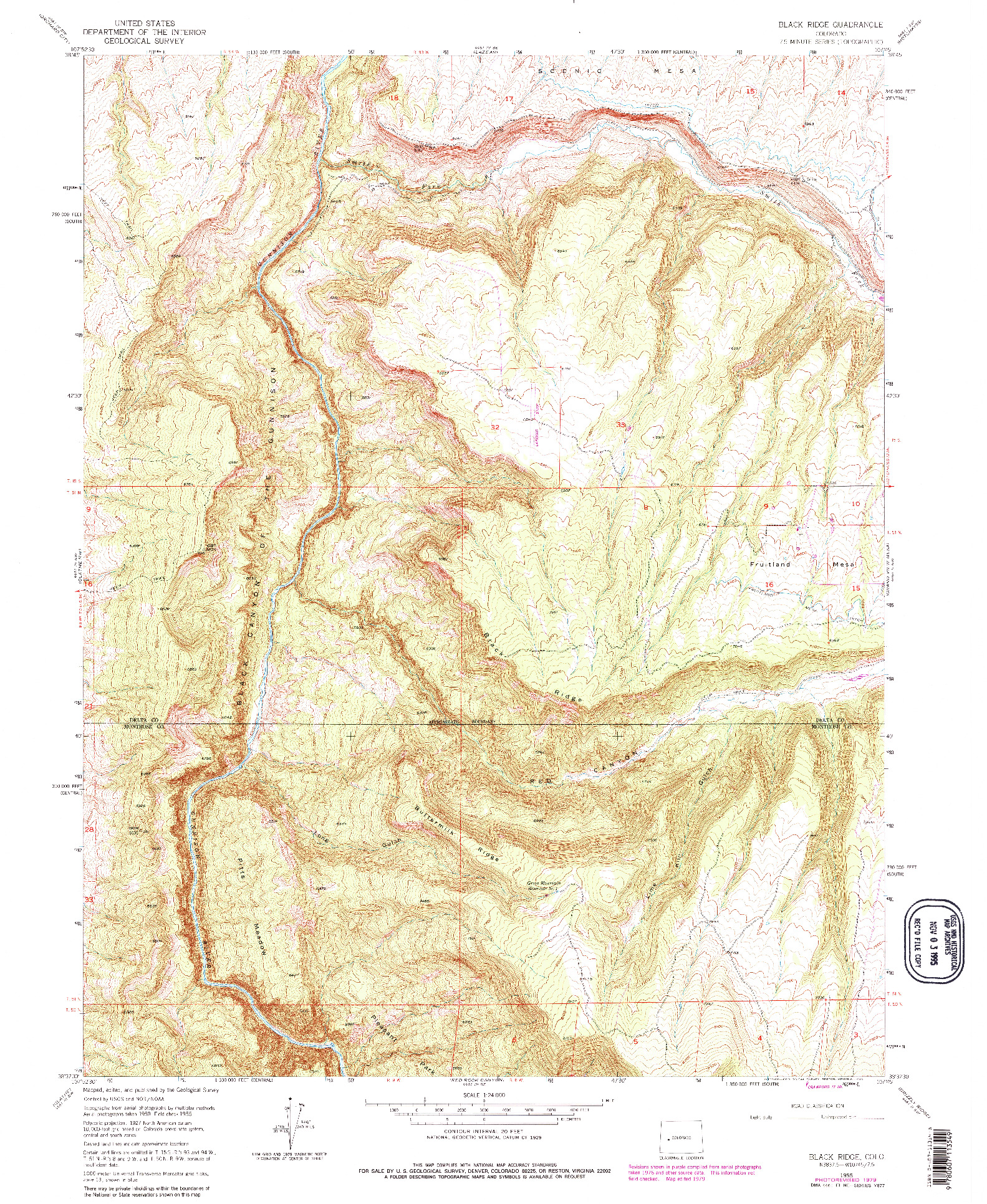 USGS 1:24000-SCALE QUADRANGLE FOR BLACK RIDGE, CO 1955