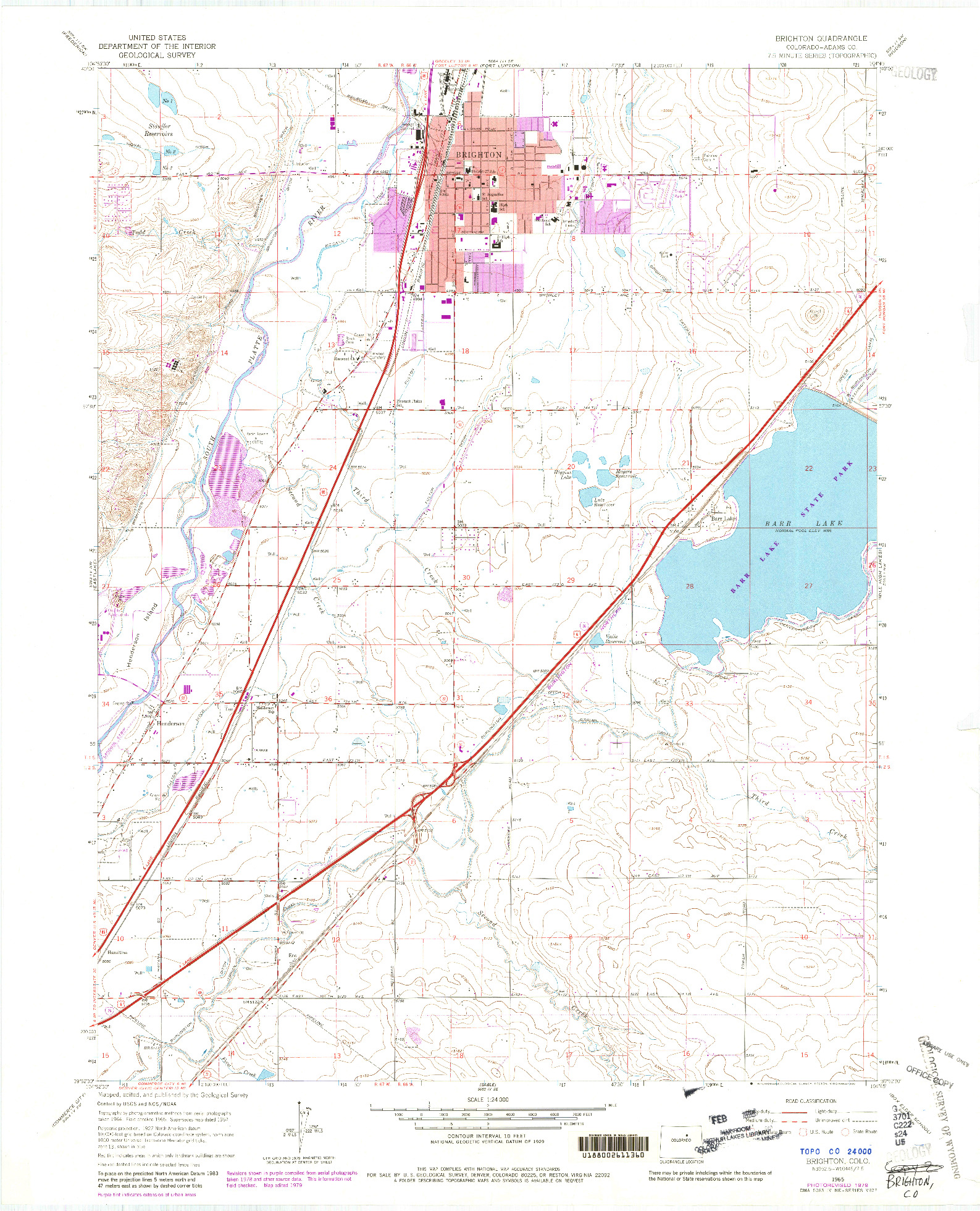 USGS 1:24000-SCALE QUADRANGLE FOR BRIGHTON, CO 1965