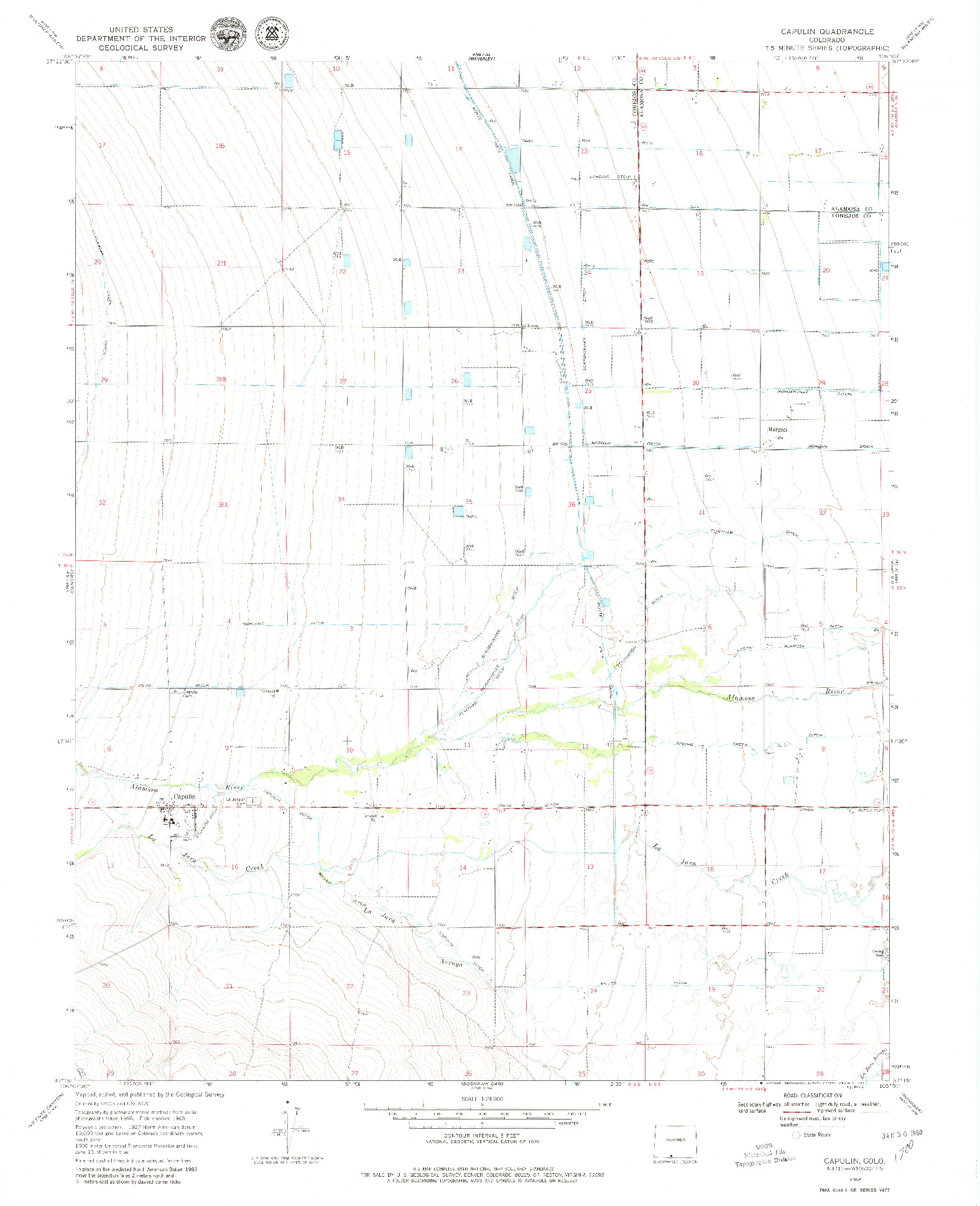 USGS 1:24000-SCALE QUADRANGLE FOR CAPULIN, CO 1968