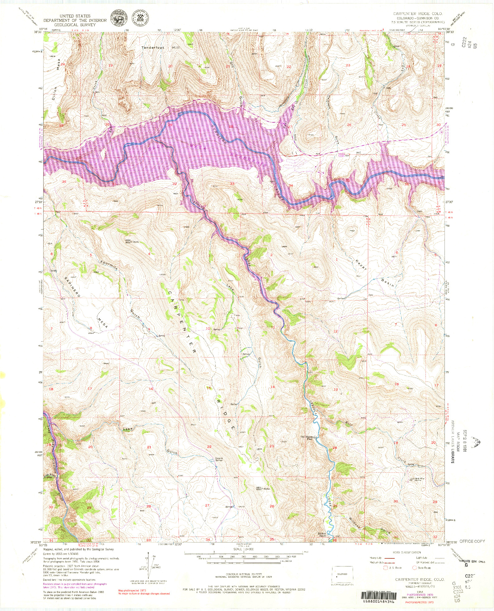 USGS 1:24000-SCALE QUADRANGLE FOR CARPENTER RIDGE, CO 1954