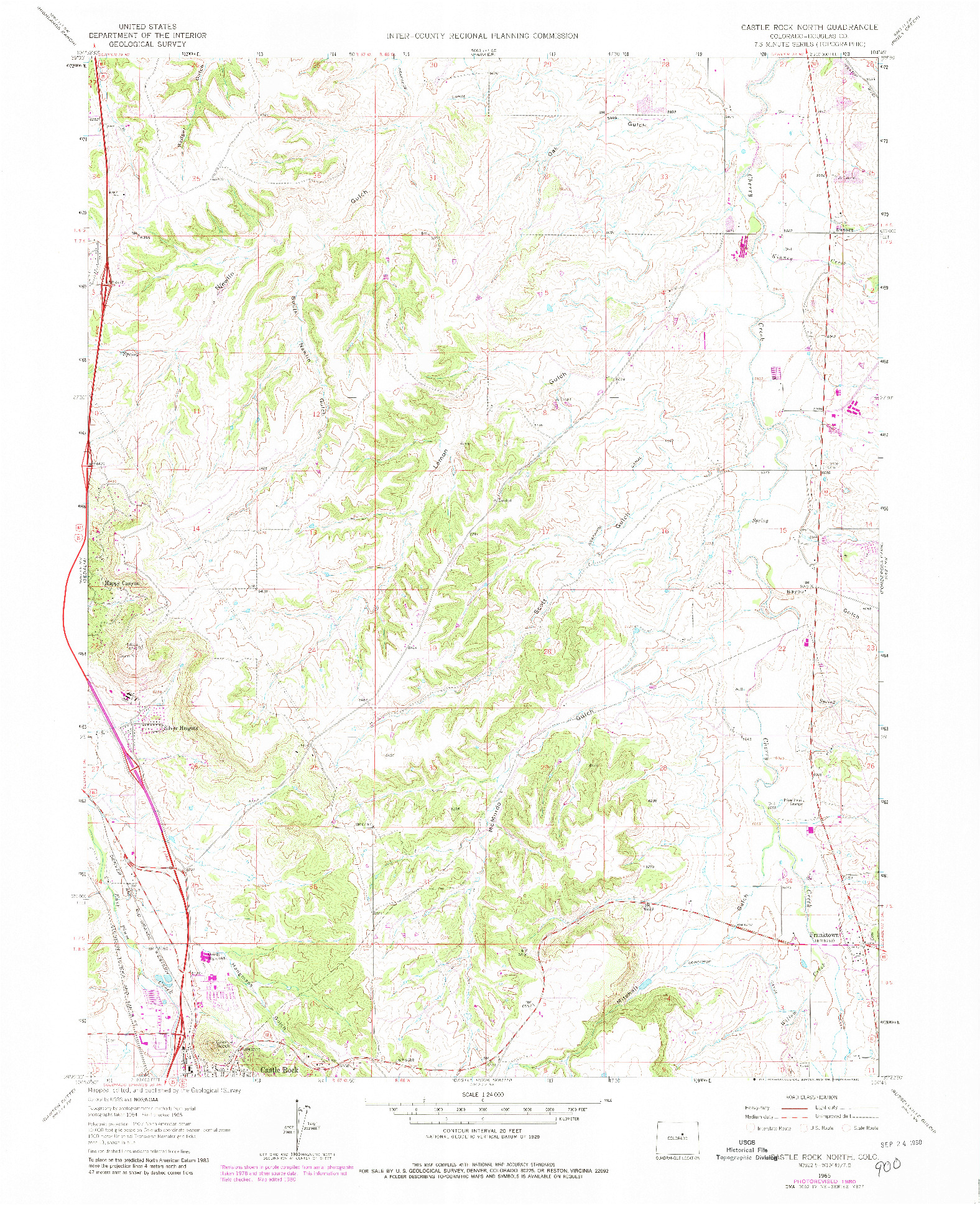 USGS 1:24000-SCALE QUADRANGLE FOR CASTLE ROCK NORTH, CO 1965