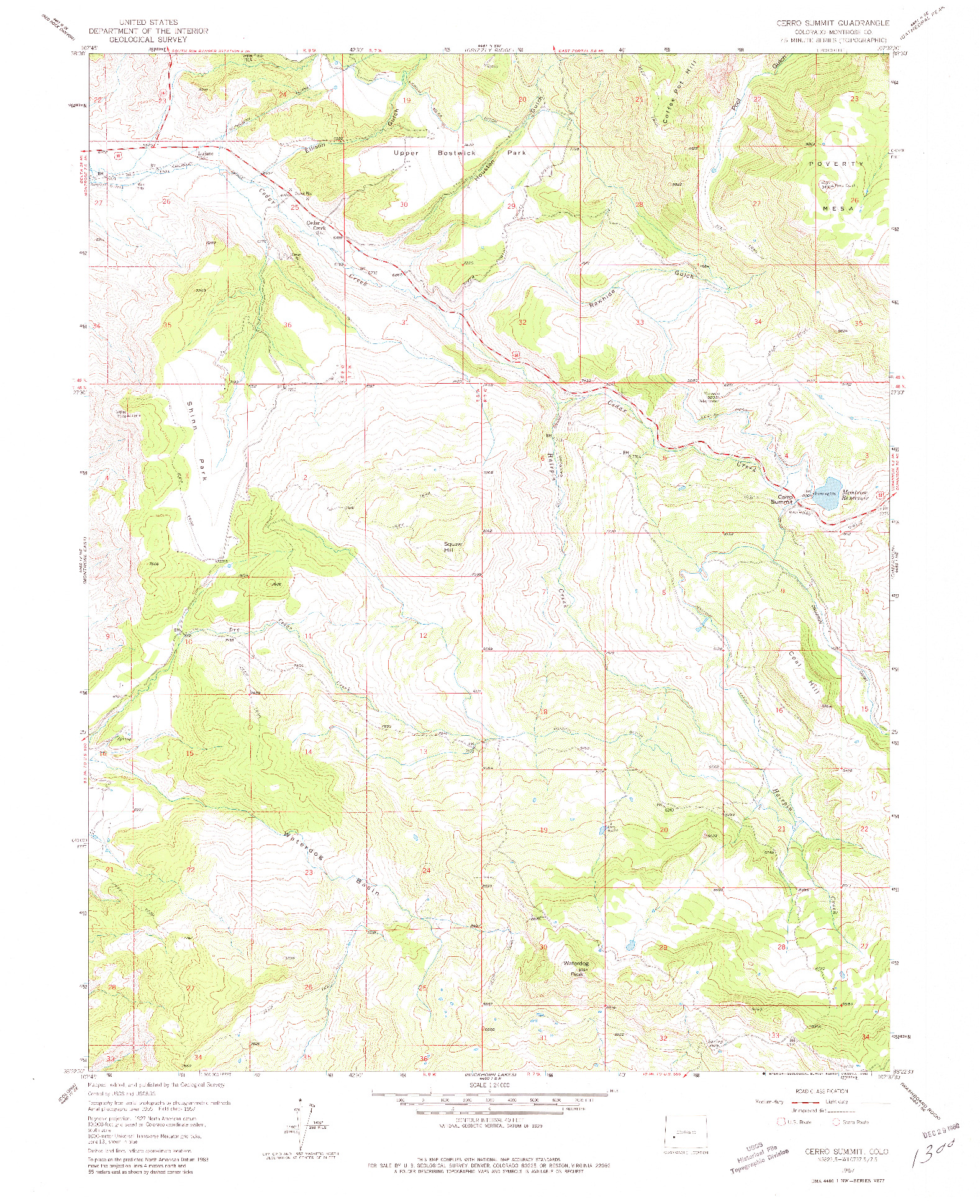 USGS 1:24000-SCALE QUADRANGLE FOR CERRO SUMMIT, CO 1957