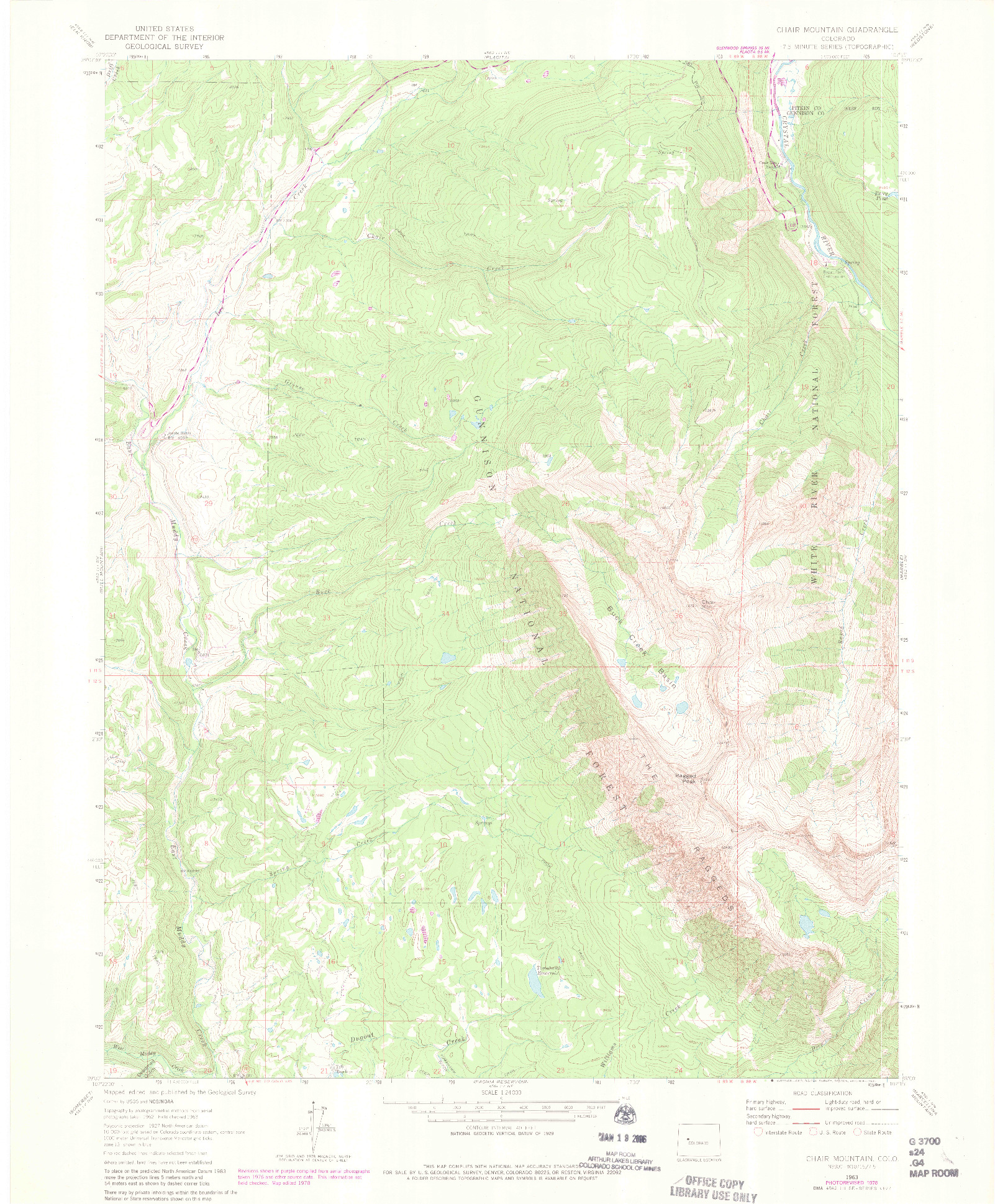 USGS 1:24000-SCALE QUADRANGLE FOR CHAIR MOUNTAIN, CO 1963