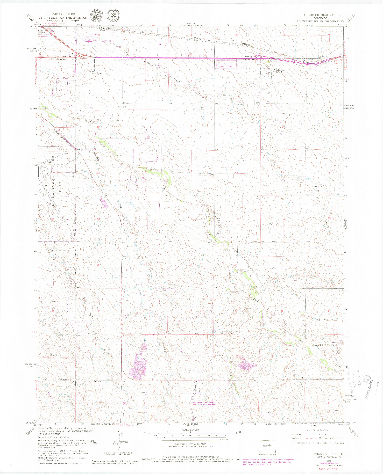 USGS 1:24000-SCALE QUADRANGLE FOR COAL CREEK, CO 1966