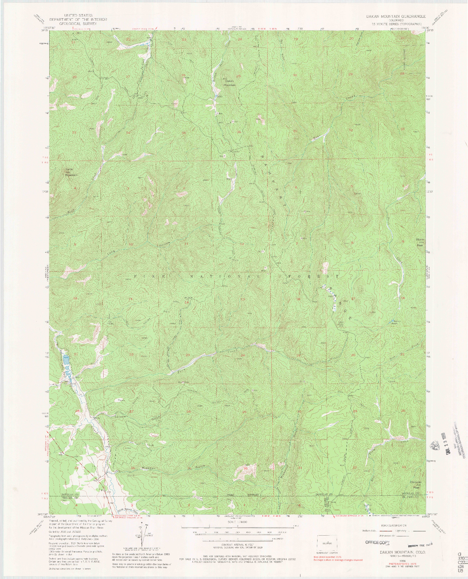 USGS 1:24000-SCALE QUADRANGLE FOR DAKAN MOUNTAIN, CO 1956