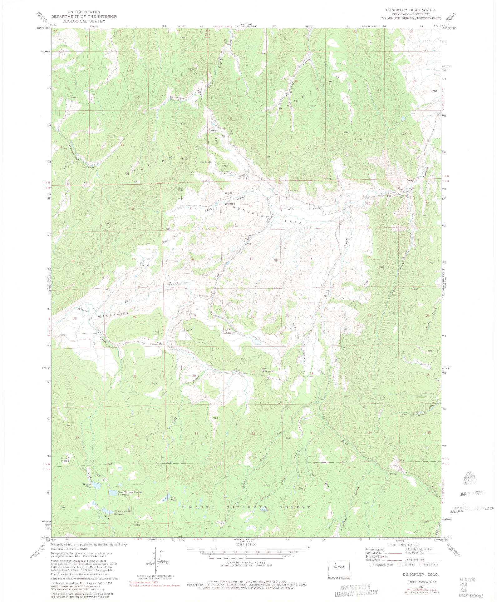 USGS 1:24000-SCALE QUADRANGLE FOR DUNCKLEY, CO 1971