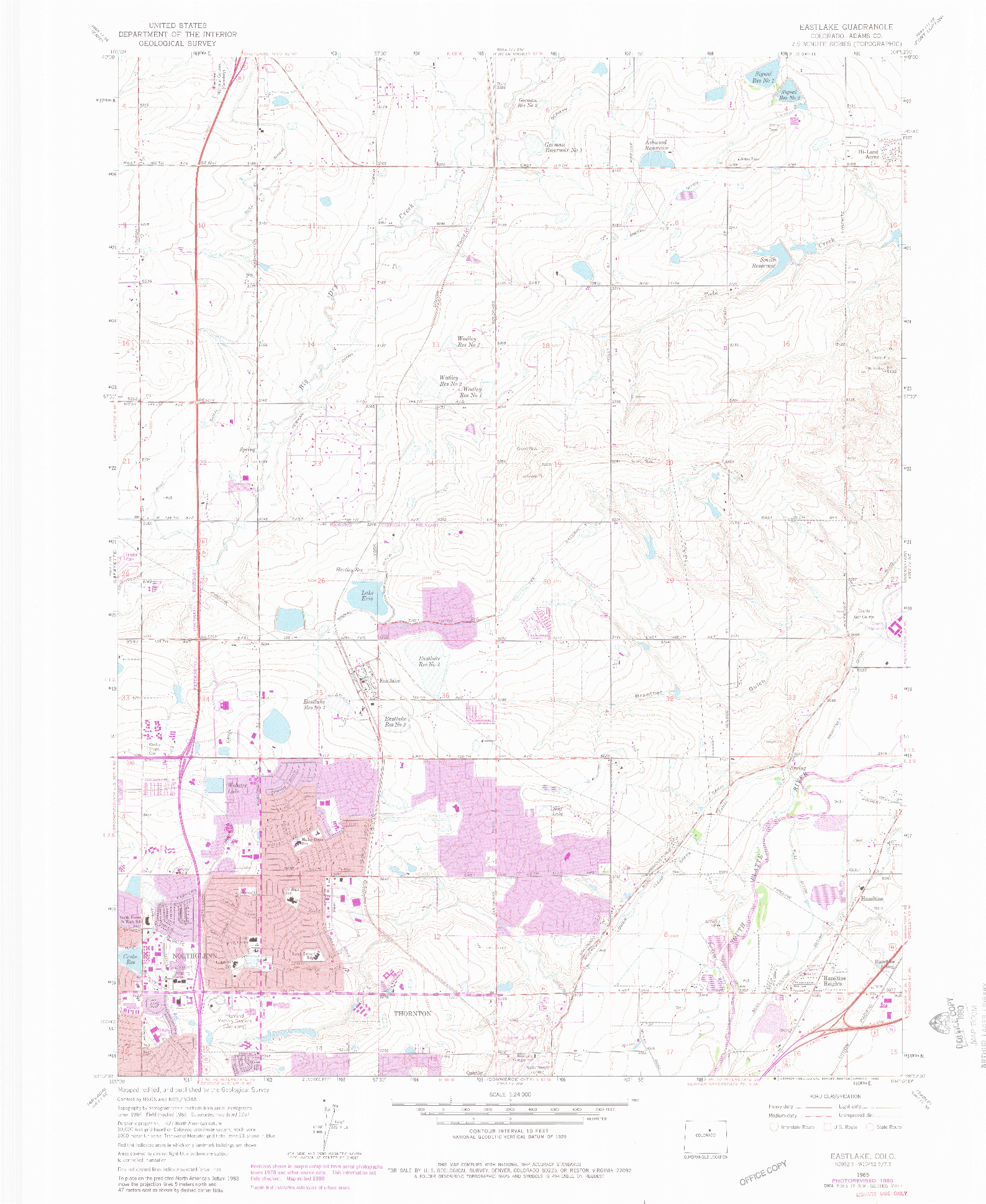 USGS 1:24000-SCALE QUADRANGLE FOR EASTLAKE, CO 1965