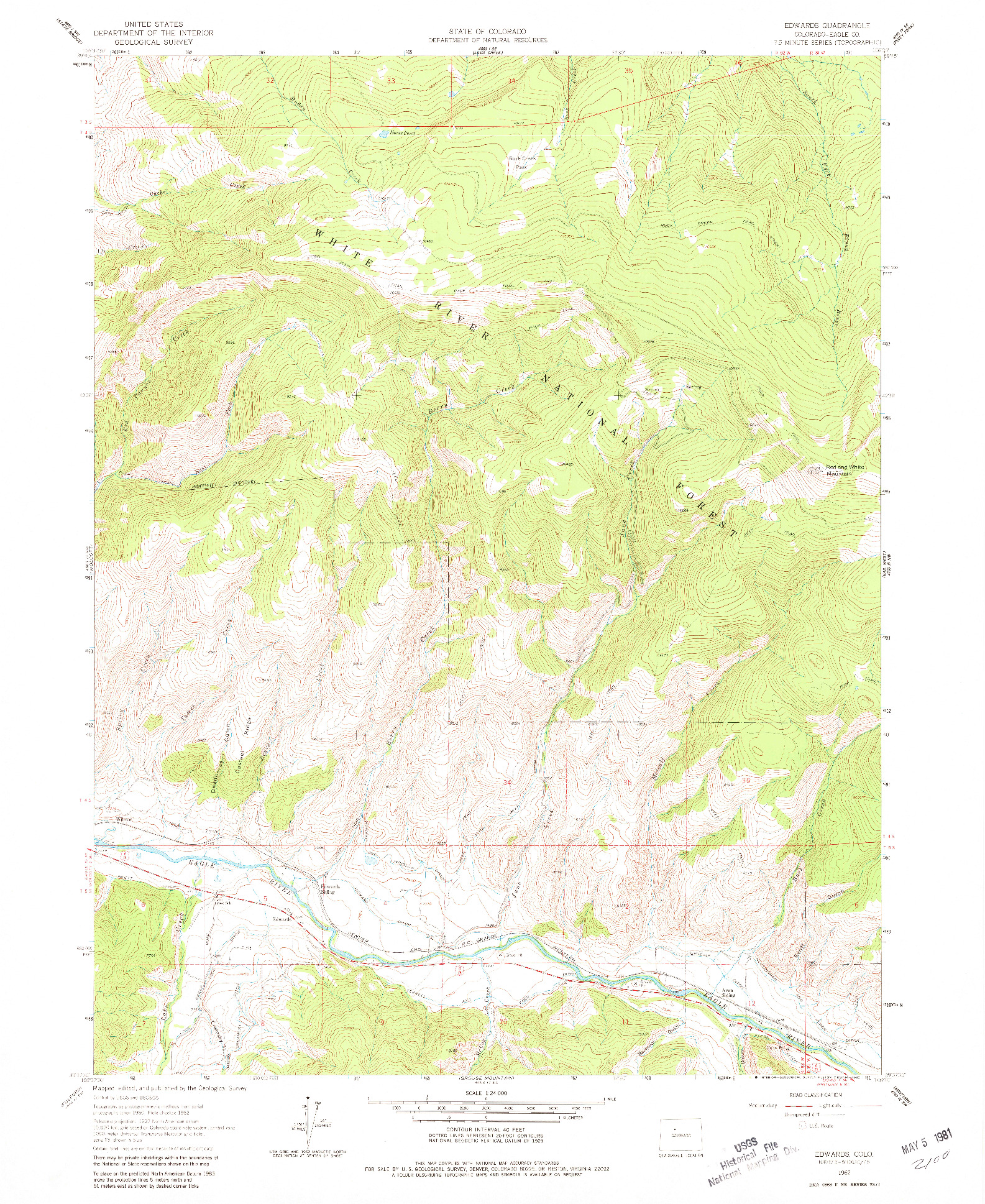 USGS 1:24000-SCALE QUADRANGLE FOR EDWARDS, CO 1962
