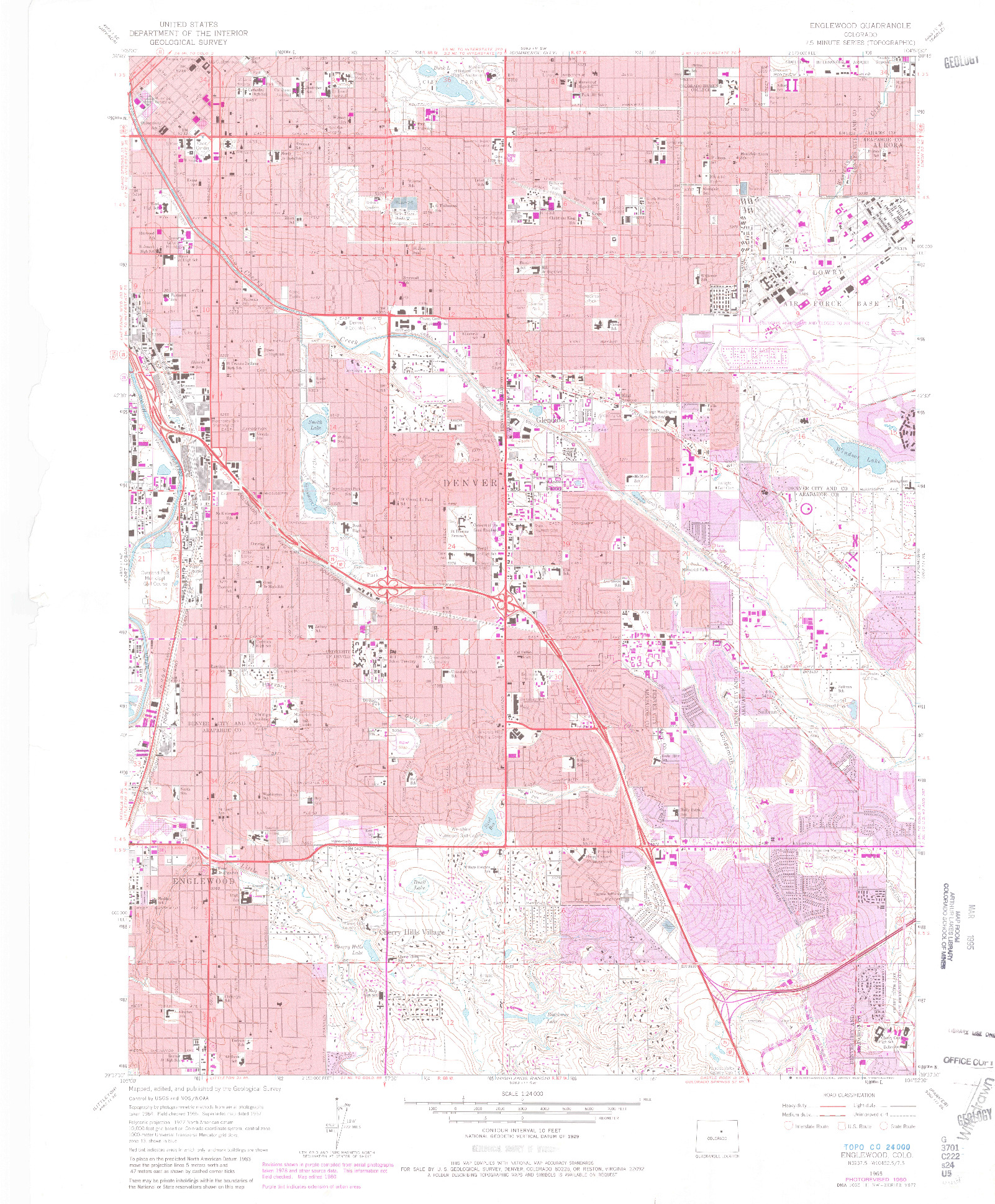 USGS 1:24000-SCALE QUADRANGLE FOR ENGLEWOOD, CO 1965