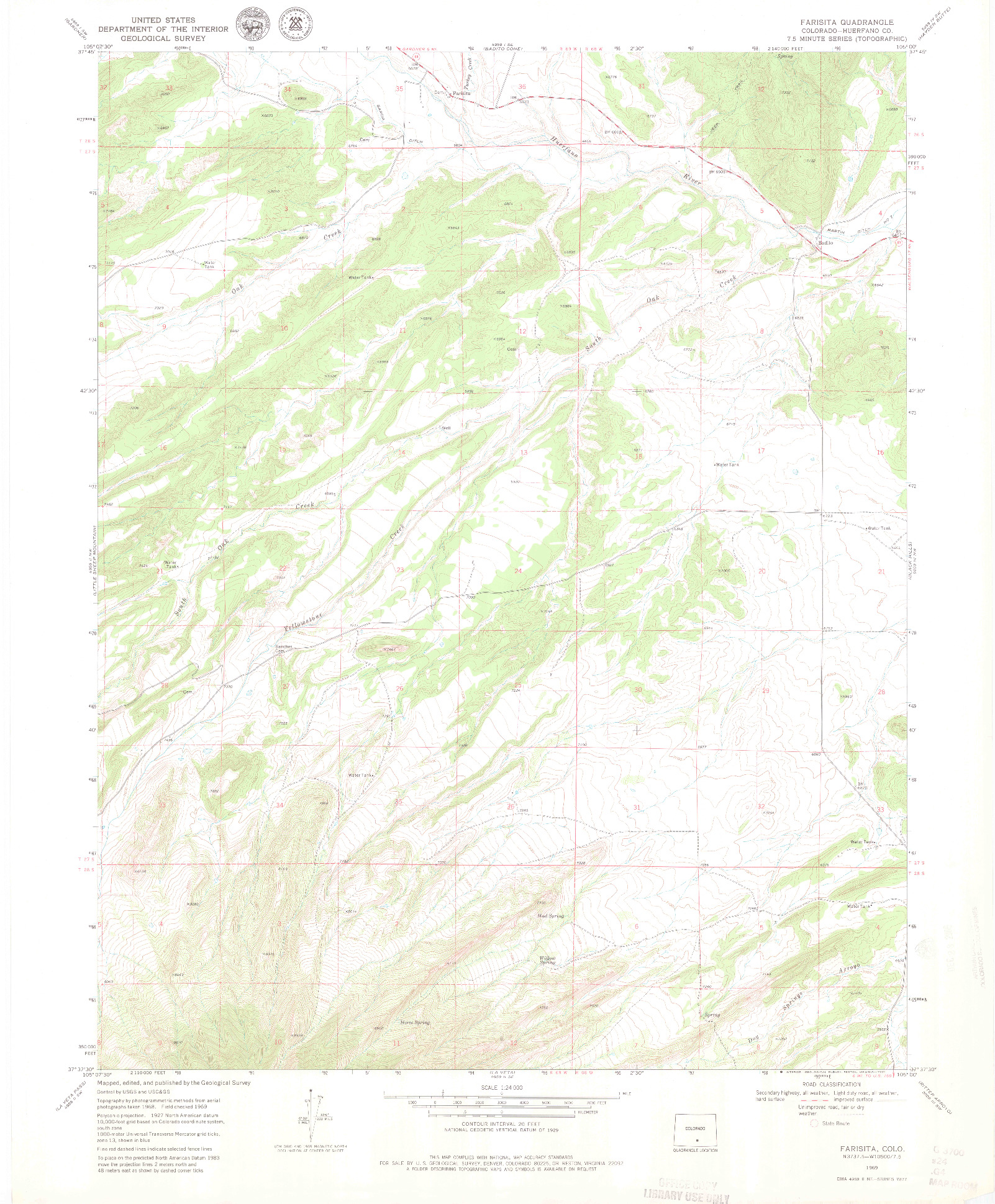 USGS 1:24000-SCALE QUADRANGLE FOR FARISITA, CO 1969