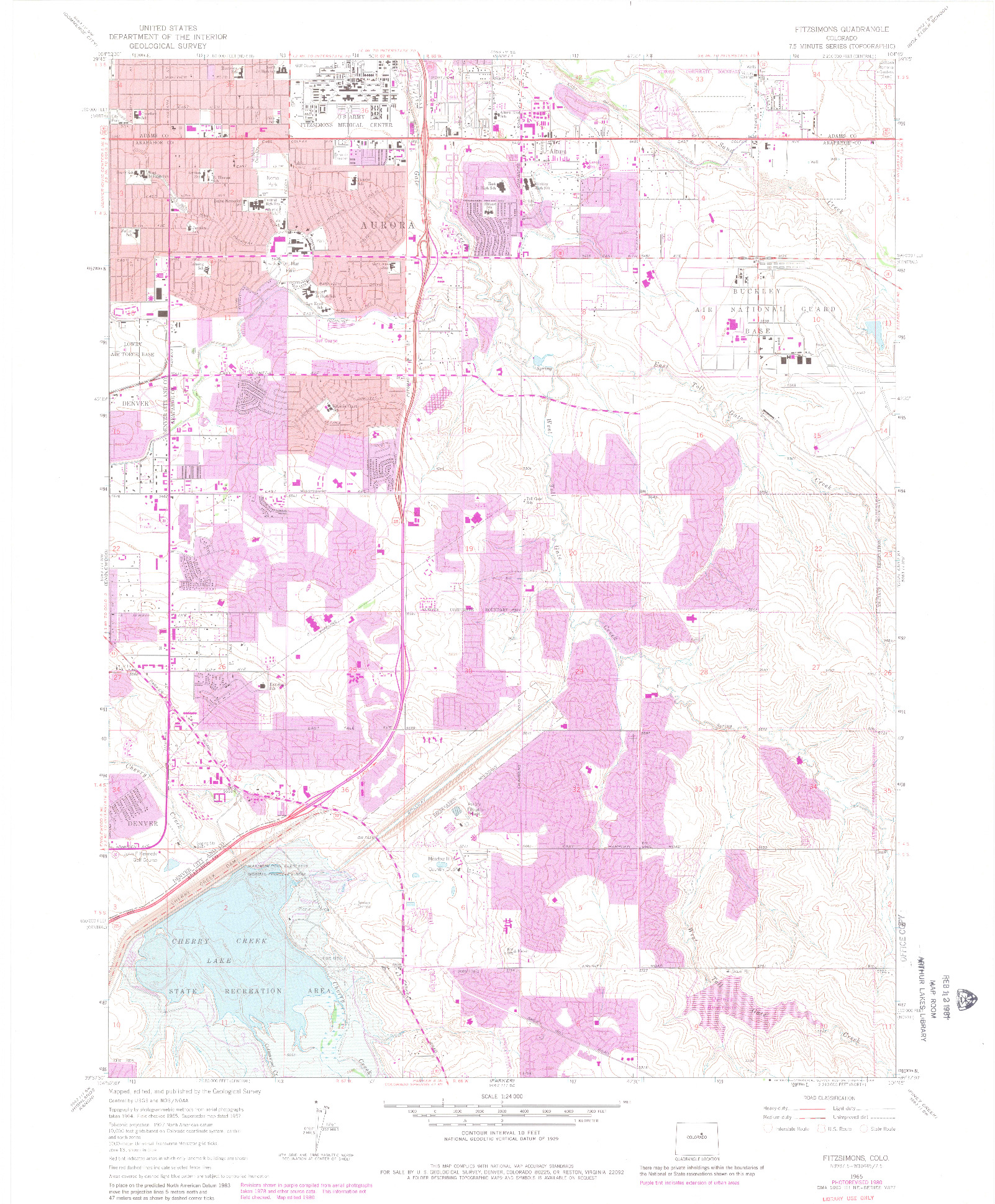 USGS 1:24000-SCALE QUADRANGLE FOR FITZSIMONS, CO 1965