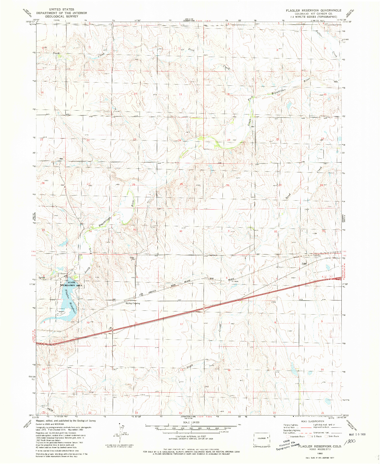 USGS 1:24000-SCALE QUADRANGLE FOR FLAGLER RESERVOIR, CO 1980