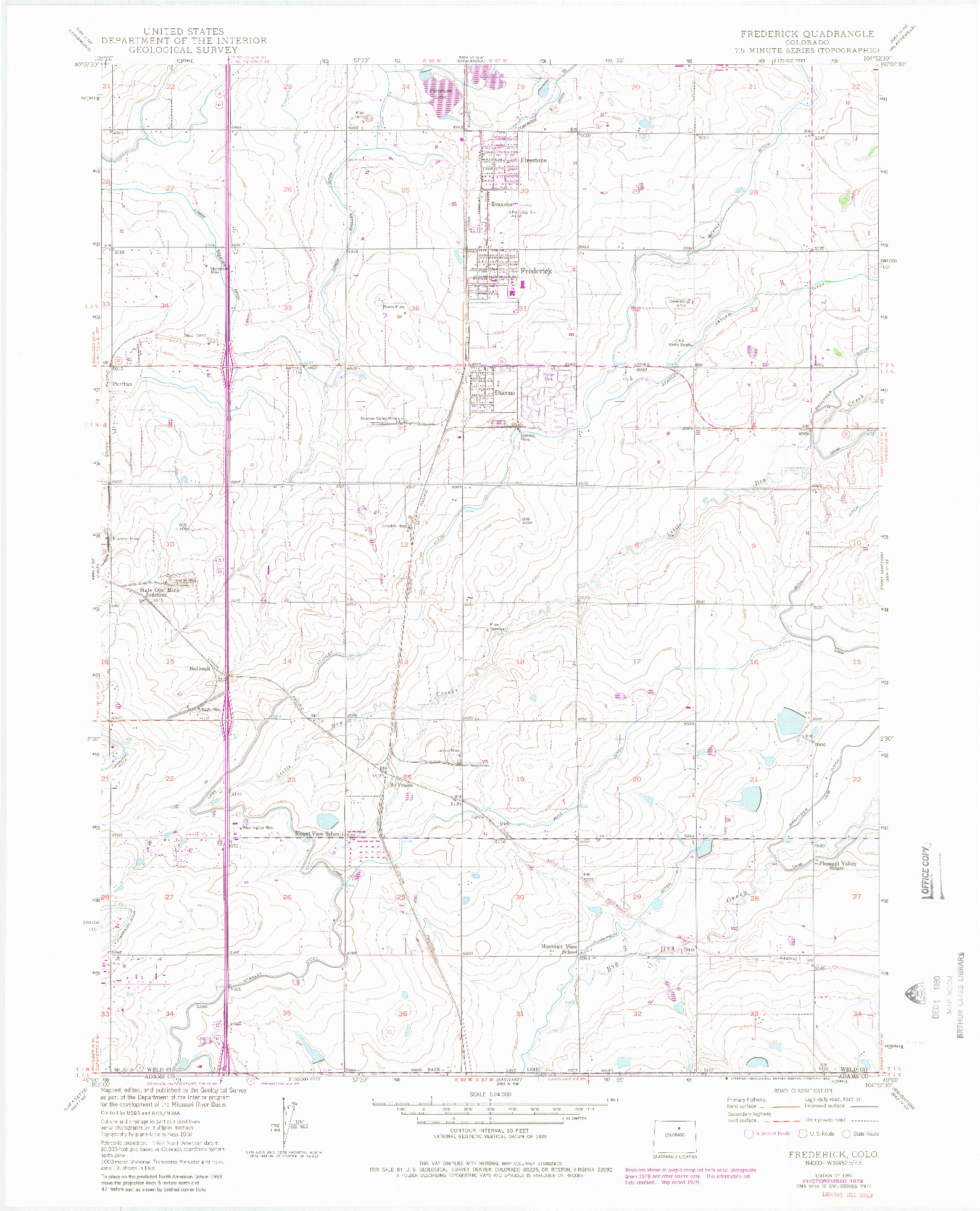 USGS 1:24000-SCALE QUADRANGLE FOR FREDERICK, CO 1950