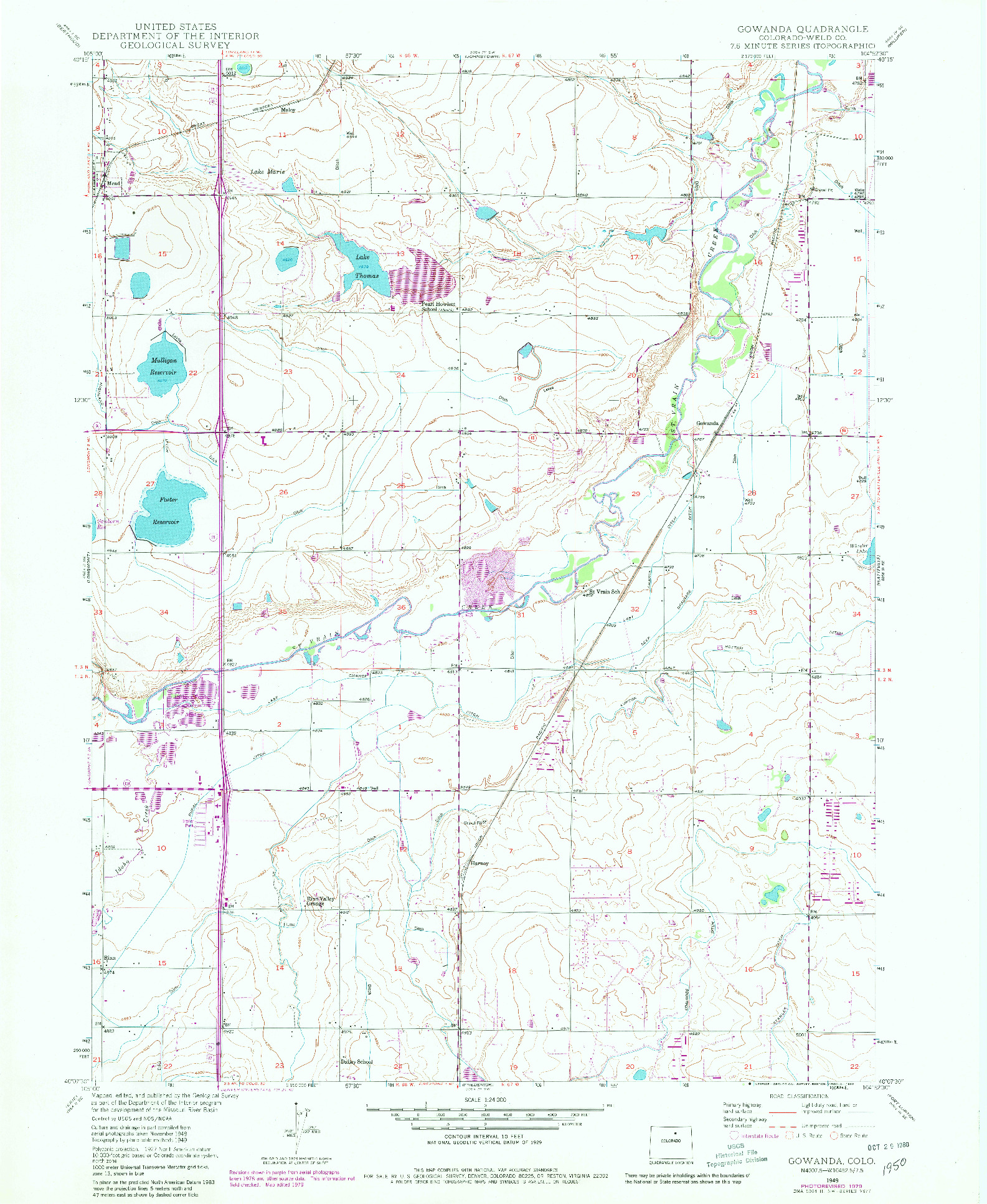 USGS 1:24000-SCALE QUADRANGLE FOR GOWANDA, CO 1949