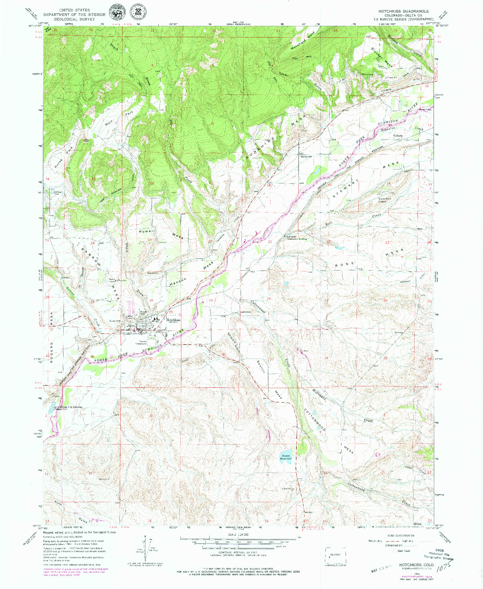 USGS 1:24000-SCALE QUADRANGLE FOR HOTCHKISS, CO 1965