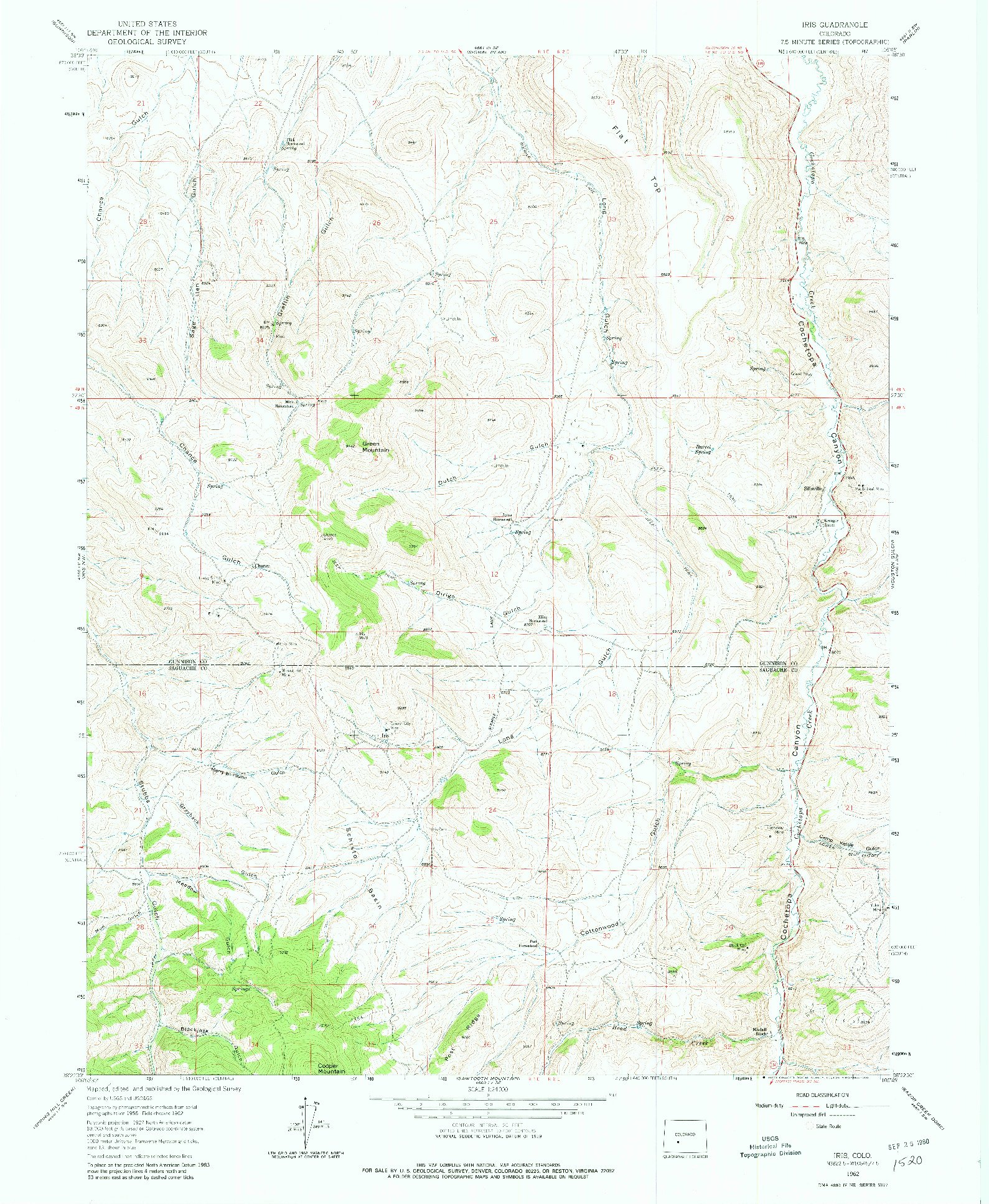 USGS 1:24000-SCALE QUADRANGLE FOR IRIS, CO 1962