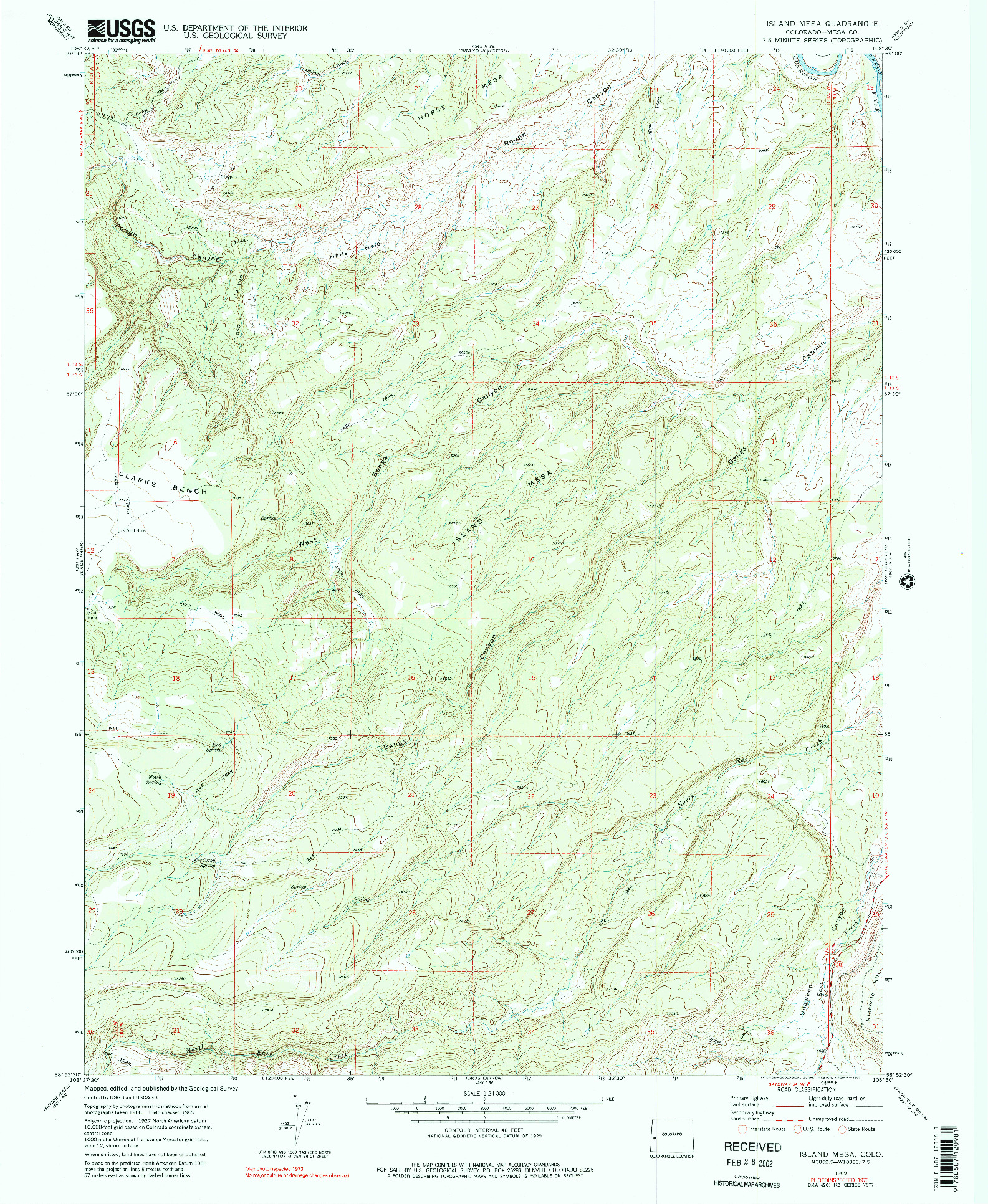 USGS 1:24000-SCALE QUADRANGLE FOR ISLAND MESA, CO 1969