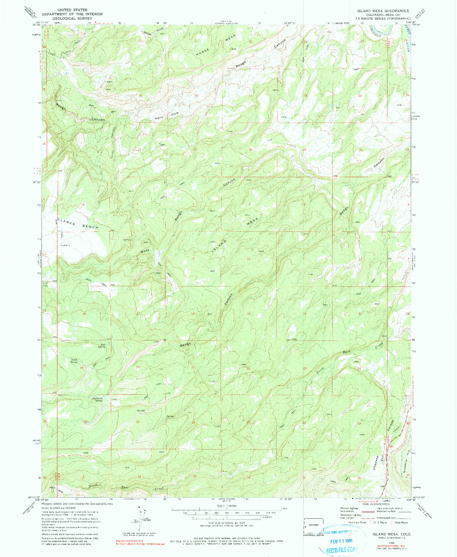 USGS 1:24000-SCALE QUADRANGLE FOR ISLAND MESA, CO 1969