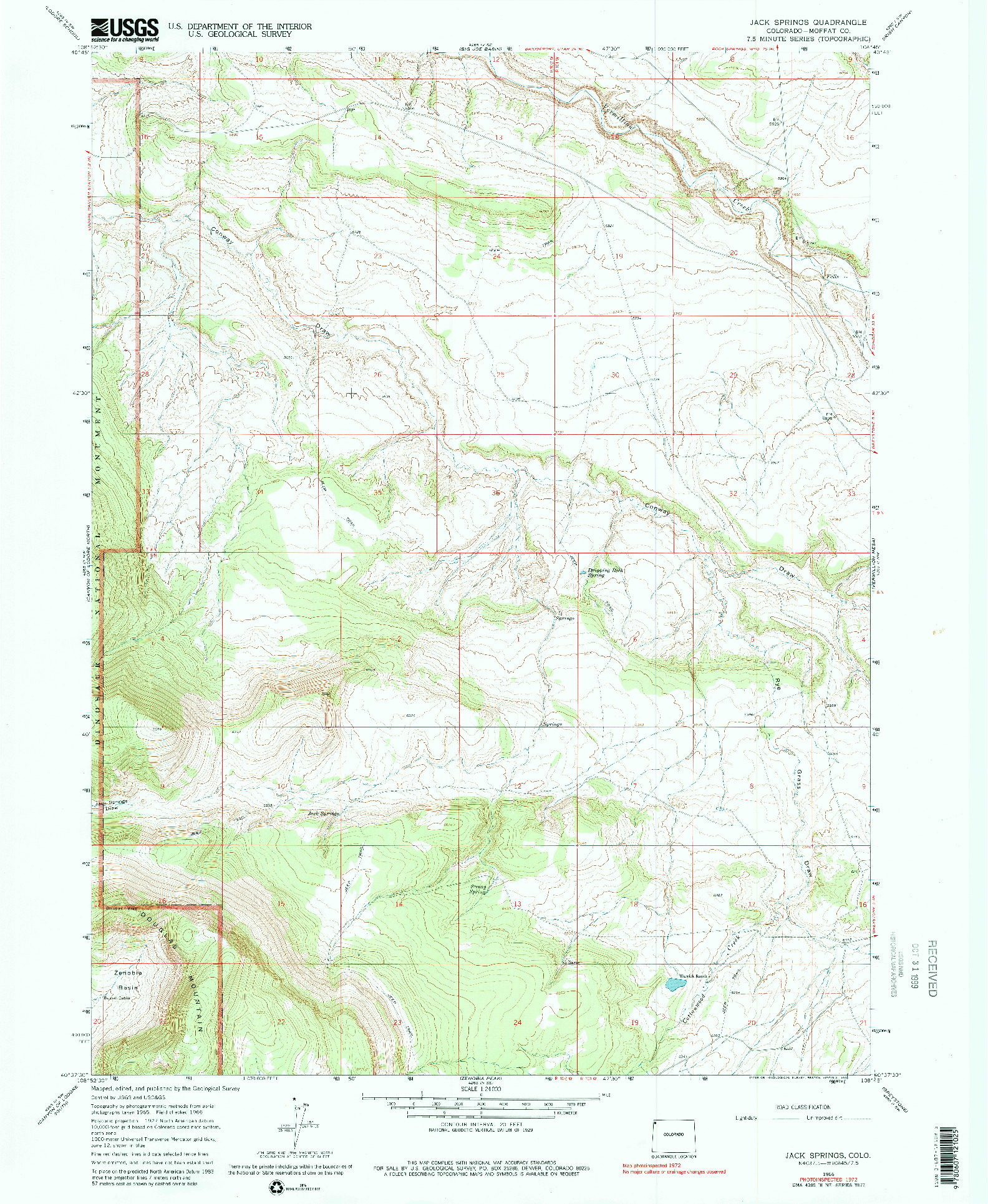 USGS 1:24000-SCALE QUADRANGLE FOR JACK SPRINGS, CO 1966