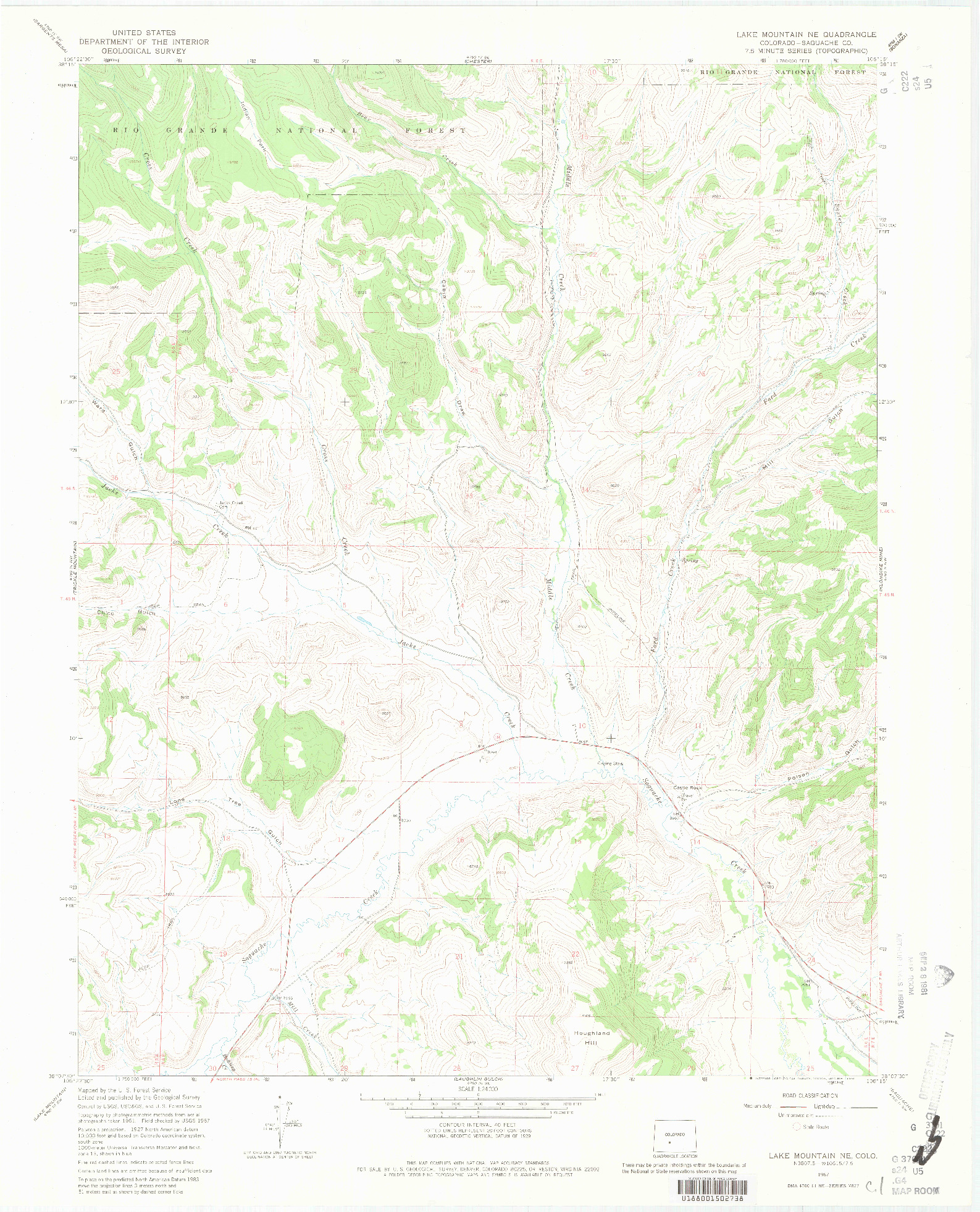 USGS 1:24000-SCALE QUADRANGLE FOR LAKE MOUNTAIN NE, CO 1967