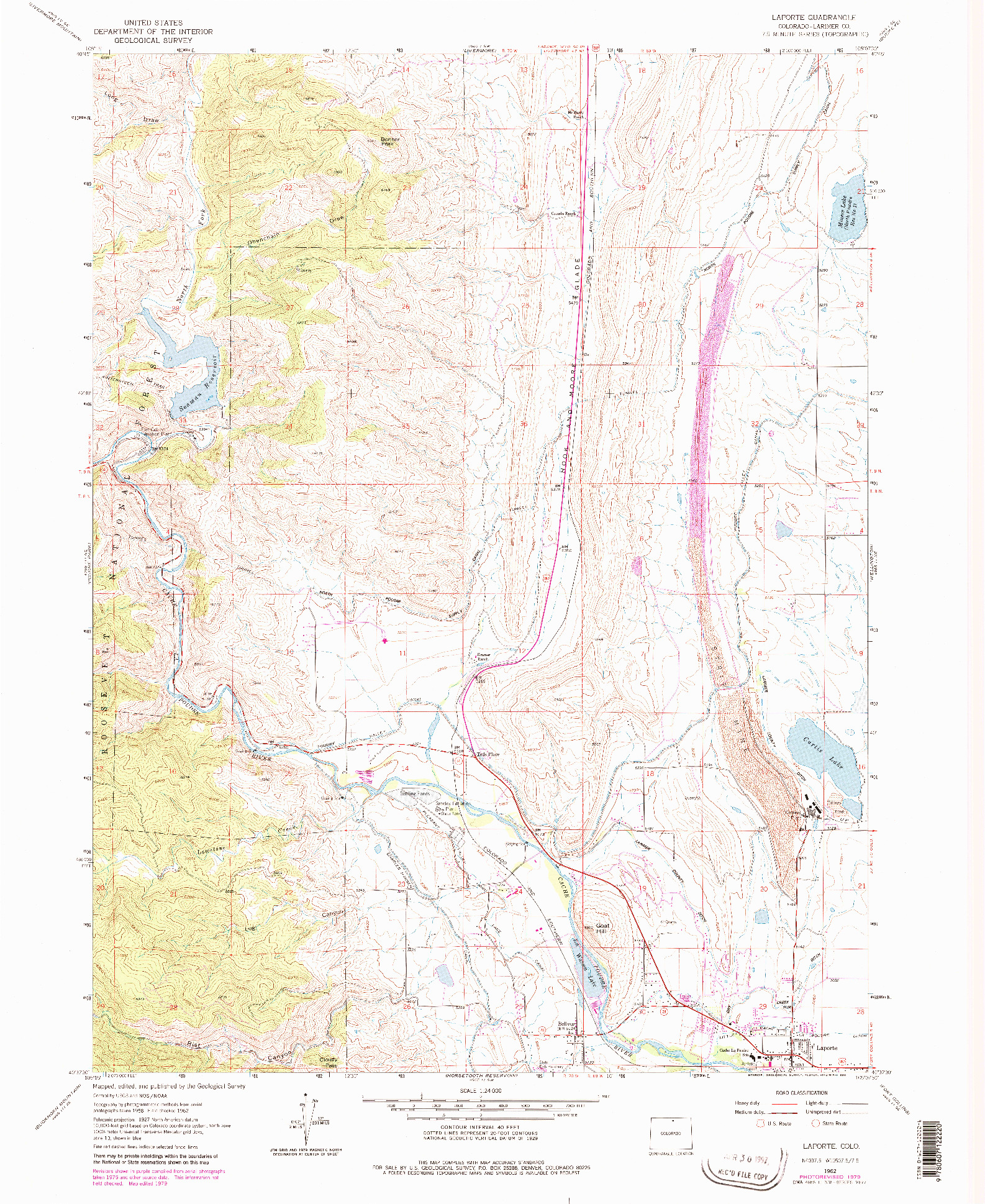 USGS 1:24000-SCALE QUADRANGLE FOR LAPORTE, CO 1962