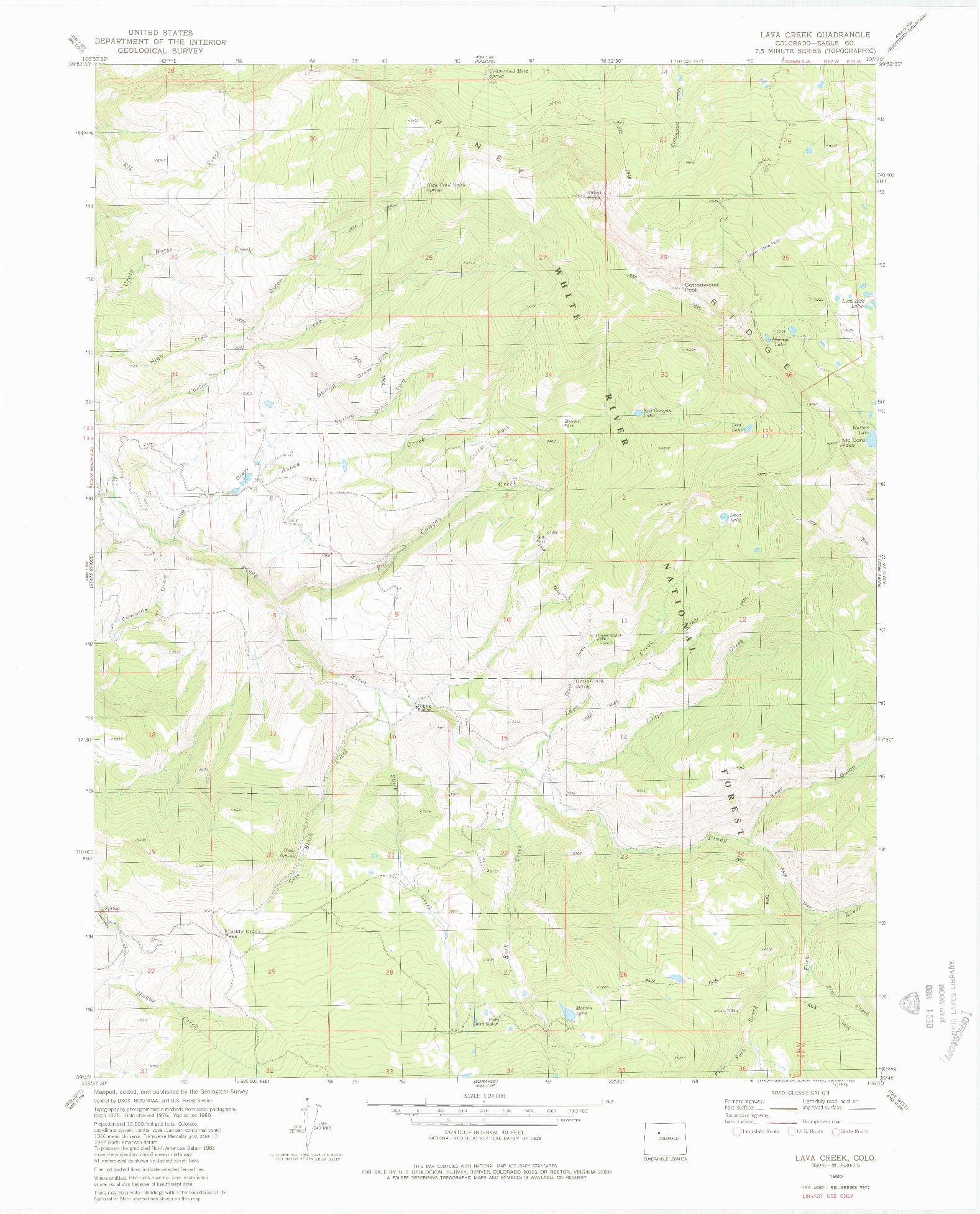 USGS 1:24000-SCALE QUADRANGLE FOR LAVA CREEK, CO 1980