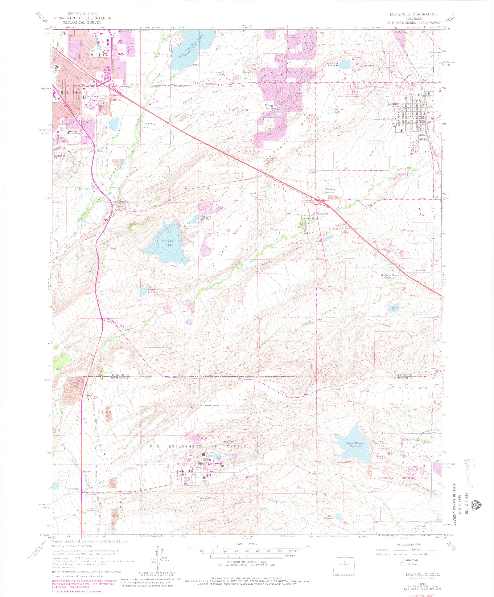 USGS 1:24000-SCALE QUADRANGLE FOR LOUISVILLE, CO 1965