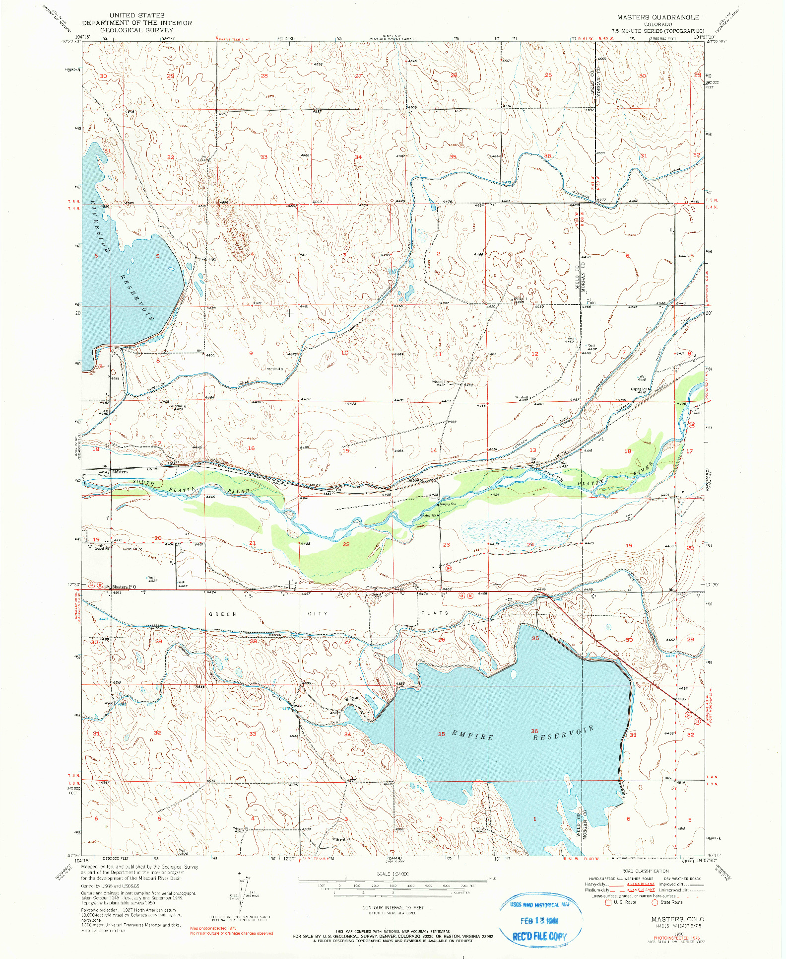 USGS 1:24000-SCALE QUADRANGLE FOR MASTERS, CO 1950