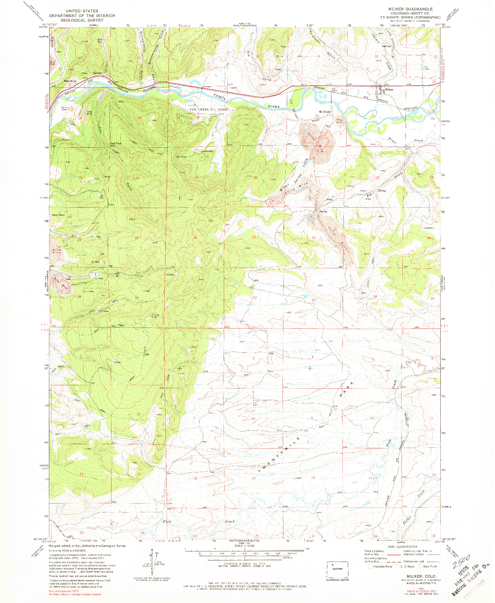 USGS 1:24000-SCALE QUADRANGLE FOR MILNER, CO 1971