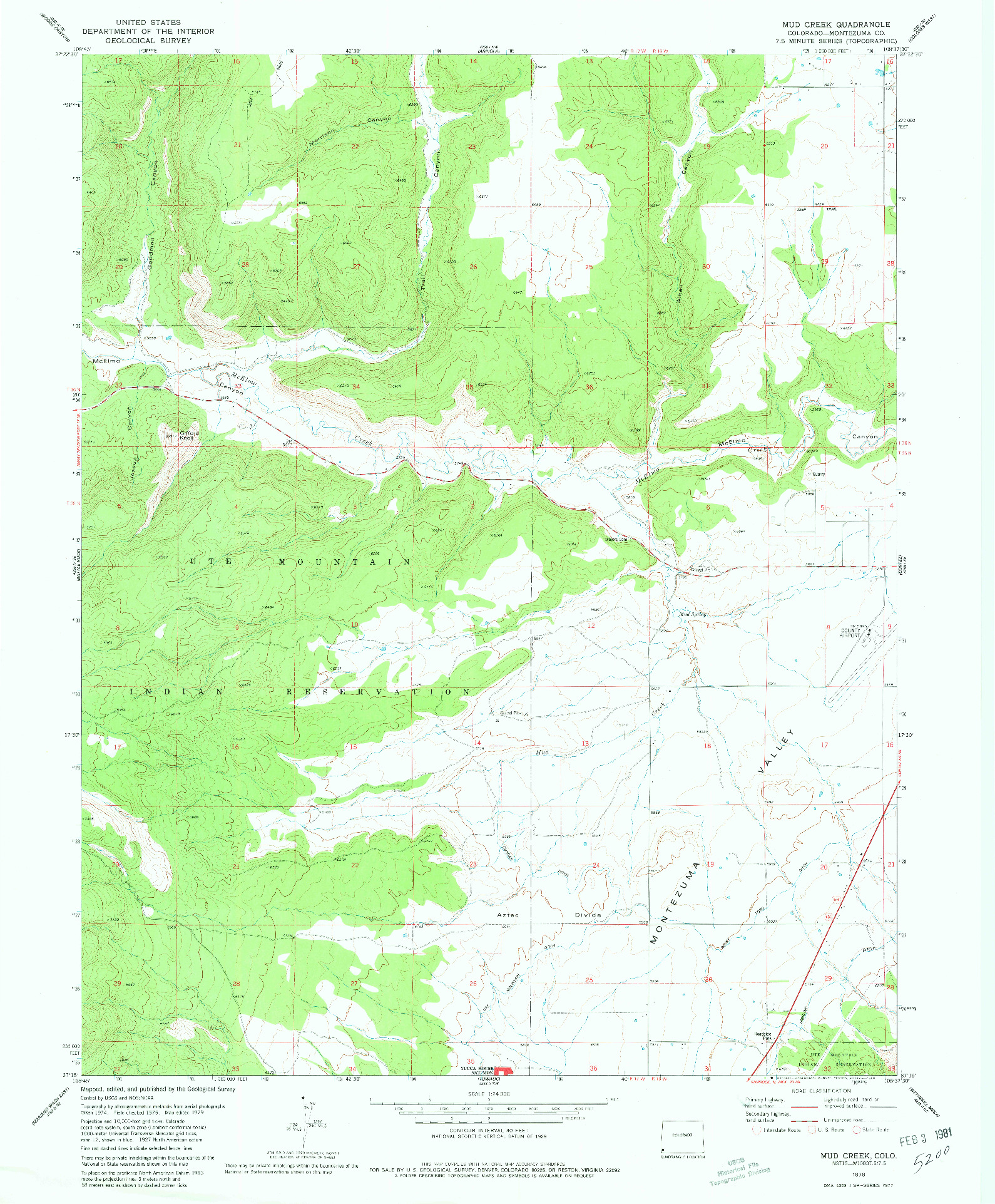 USGS 1:24000-SCALE QUADRANGLE FOR MUD CREEK, CO 1979