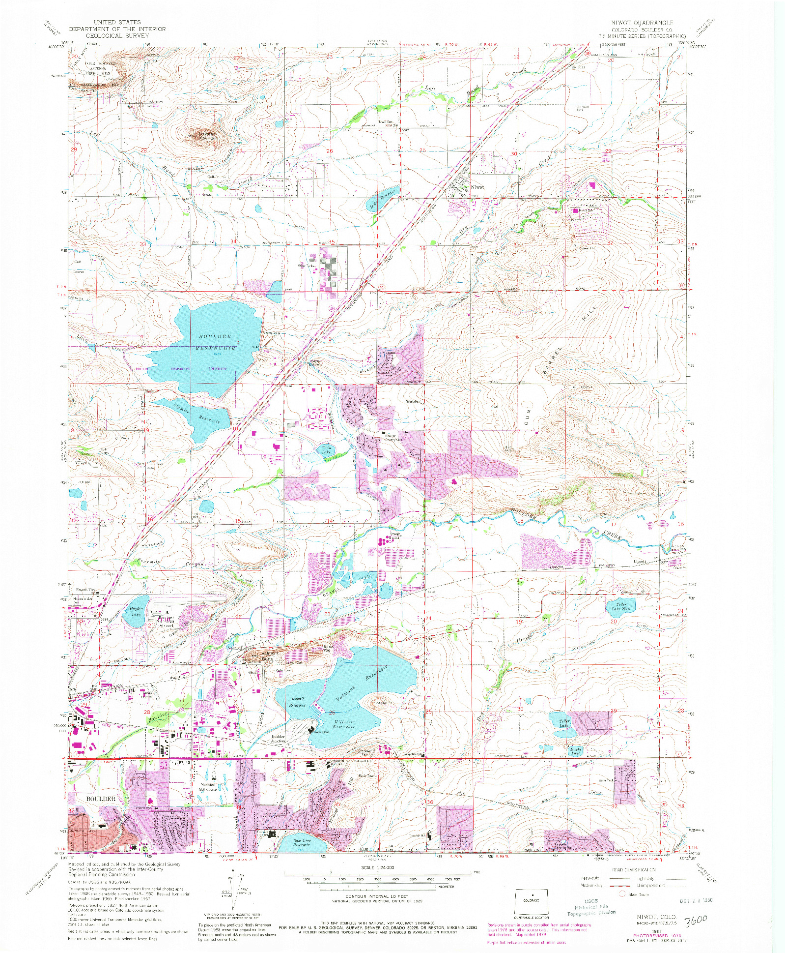 USGS 1:24000-SCALE QUADRANGLE FOR NIWOT, CO 1967