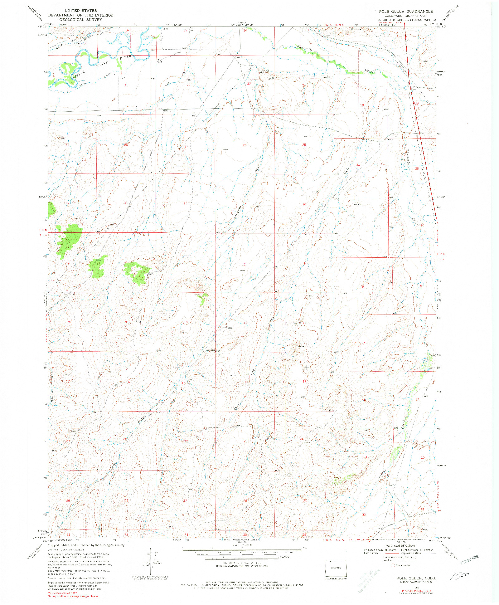 USGS 1:24000-SCALE QUADRANGLE FOR POLE GULCH, CO 1969