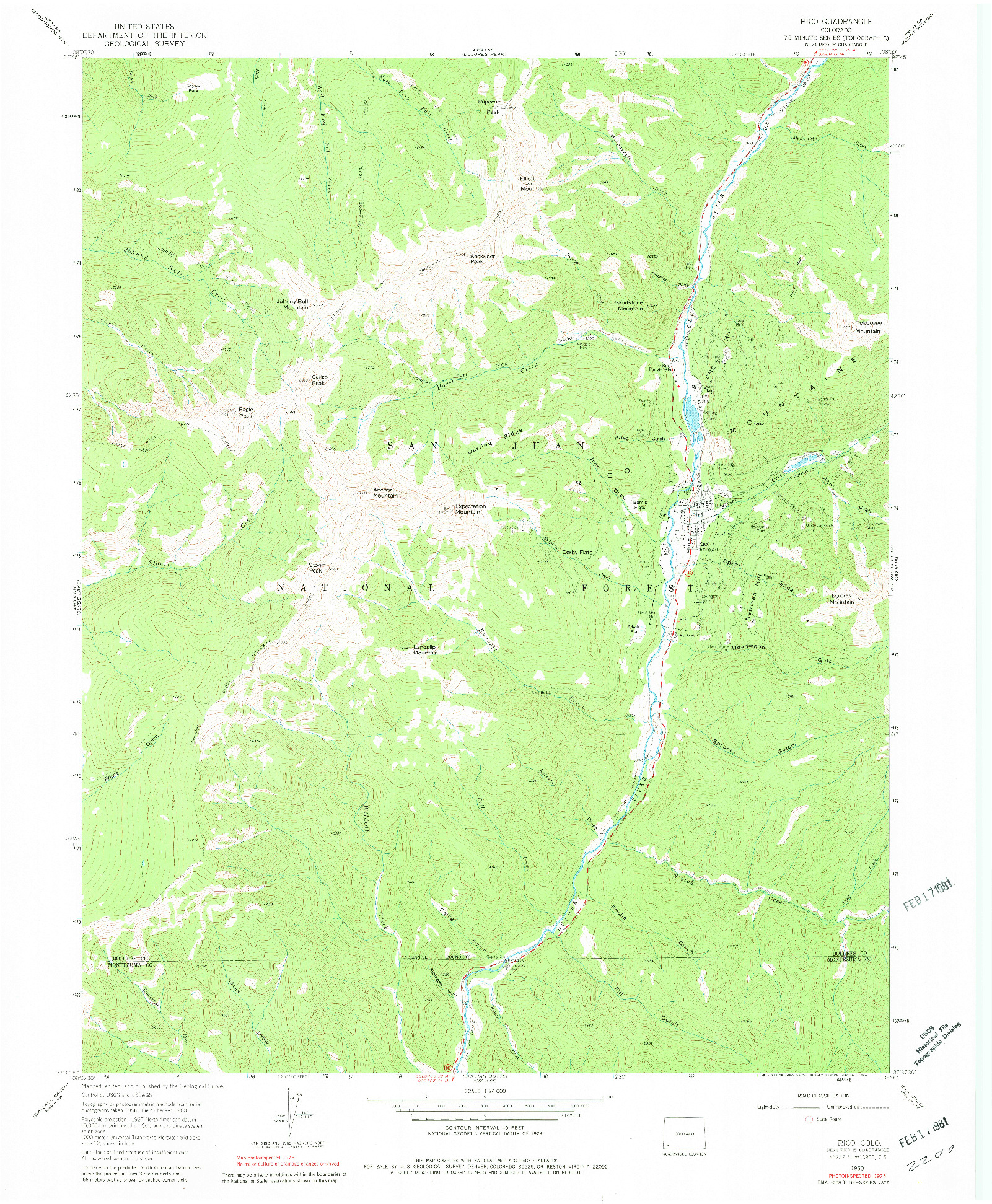 USGS 1:24000-SCALE QUADRANGLE FOR RICO, CO 1960