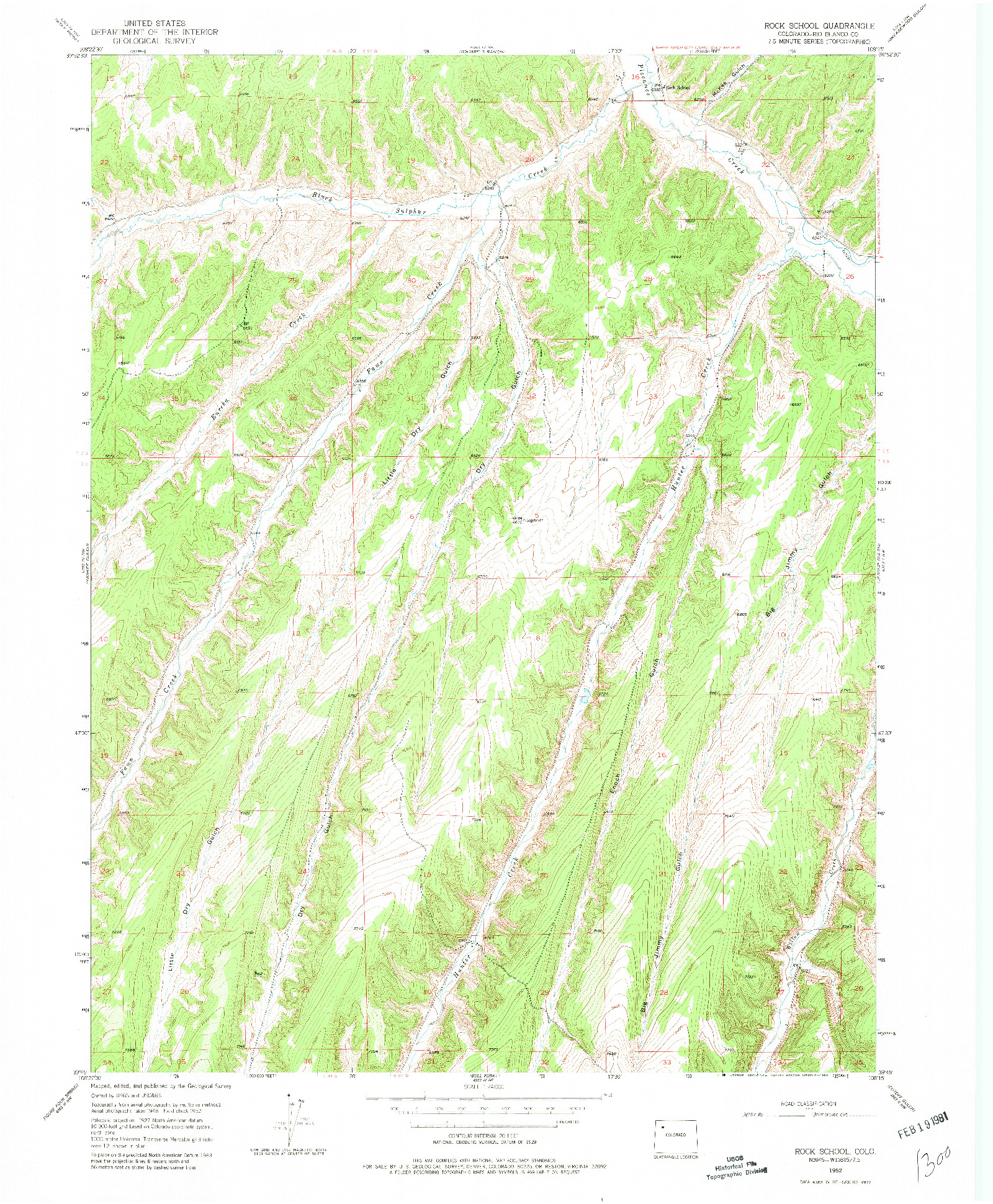 USGS 1:24000-SCALE QUADRANGLE FOR ROCK SCHOOL, CO 1952